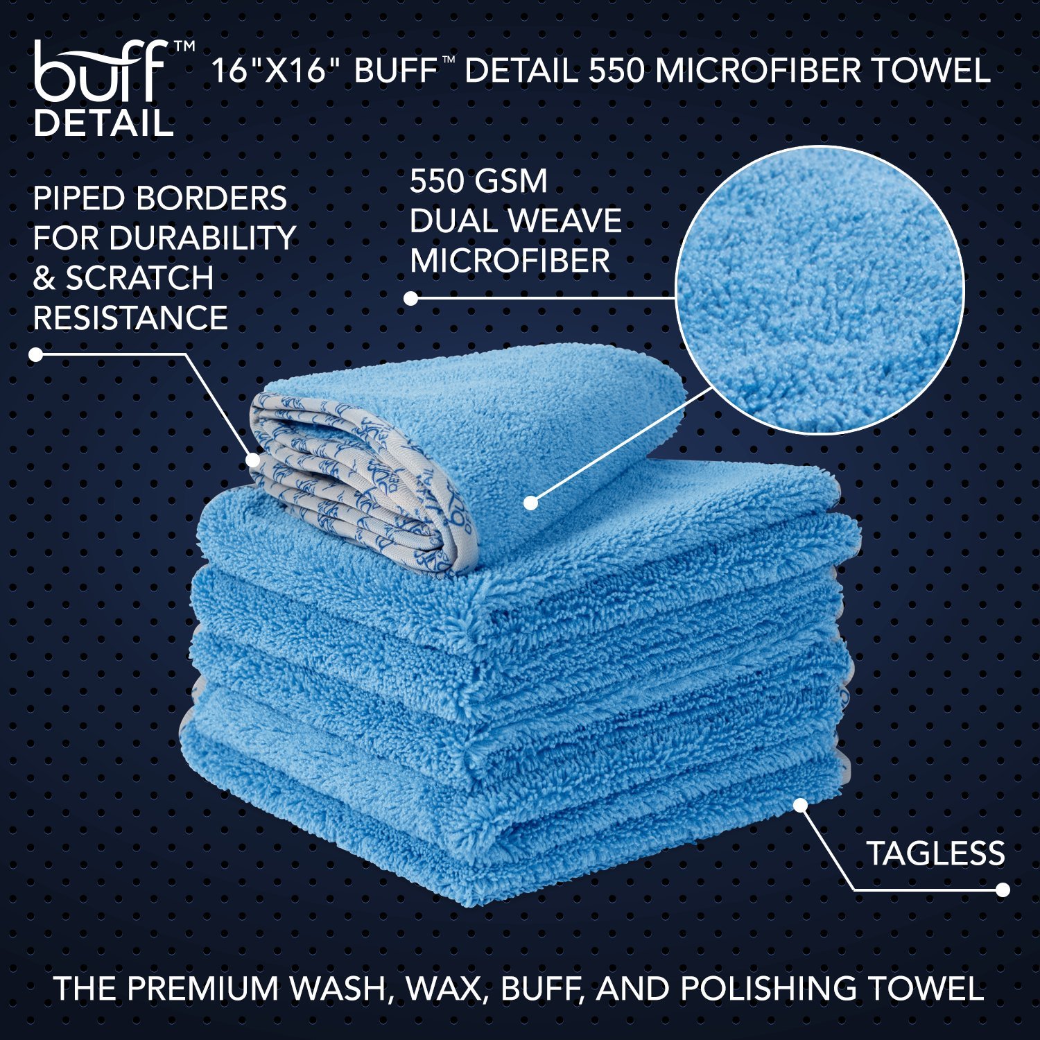 Premium 550 GSM Microfiber Car Detailing Towels (16