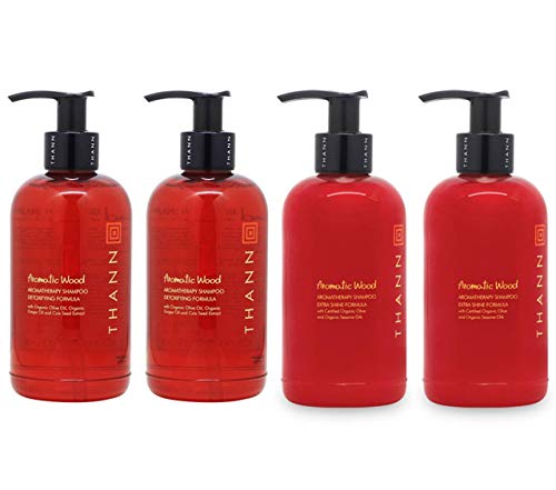 THANN Aromatic Wood Aromatherapy Shampoo Set C - Natural Hair Care for Dry & Damaged Hair - Relaxing Spa Experience at Home