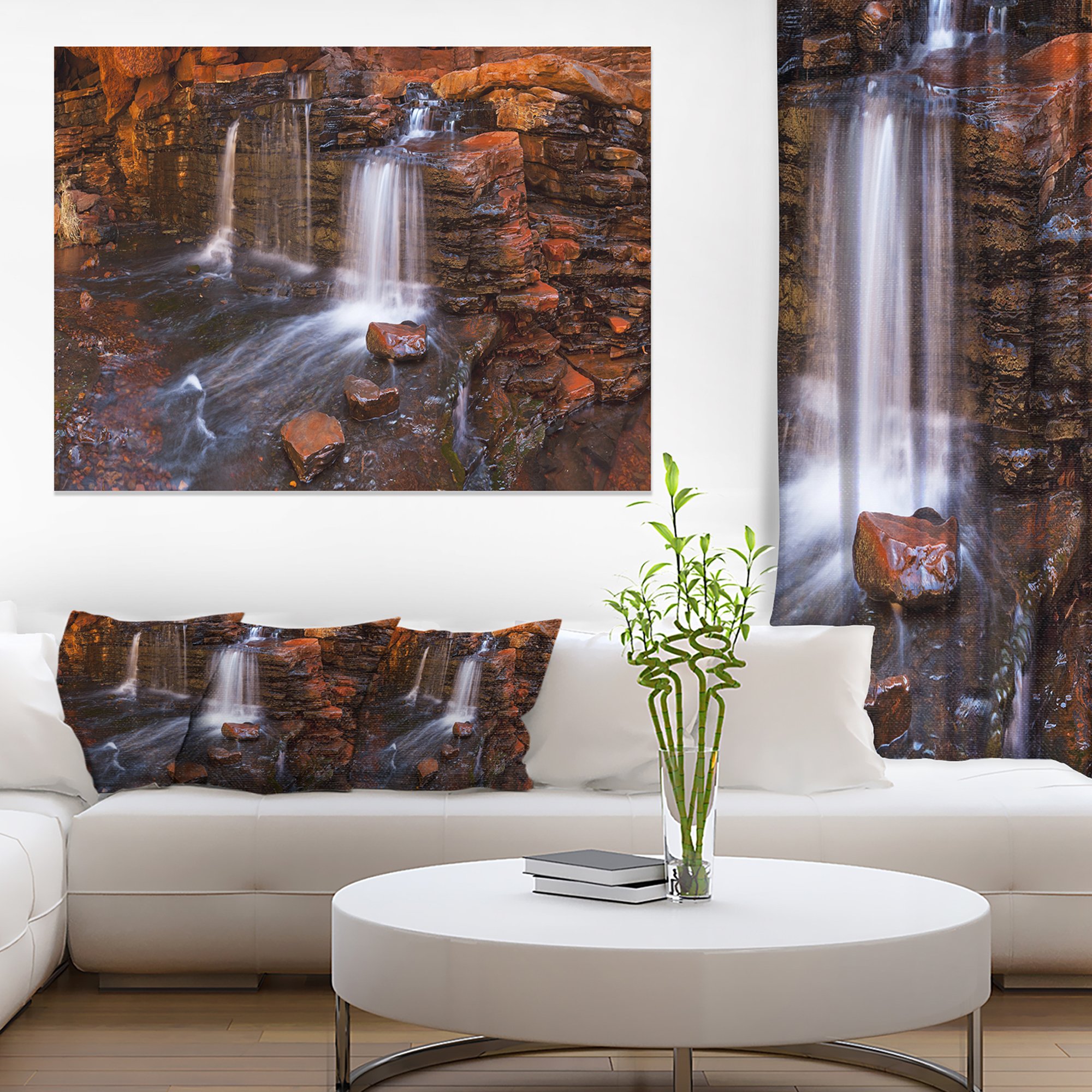 Stunning Waterfall in Hancock Gorge Landscape Canvas Art Print - Nature Wall Decor for Living Room, Bedroom & Office