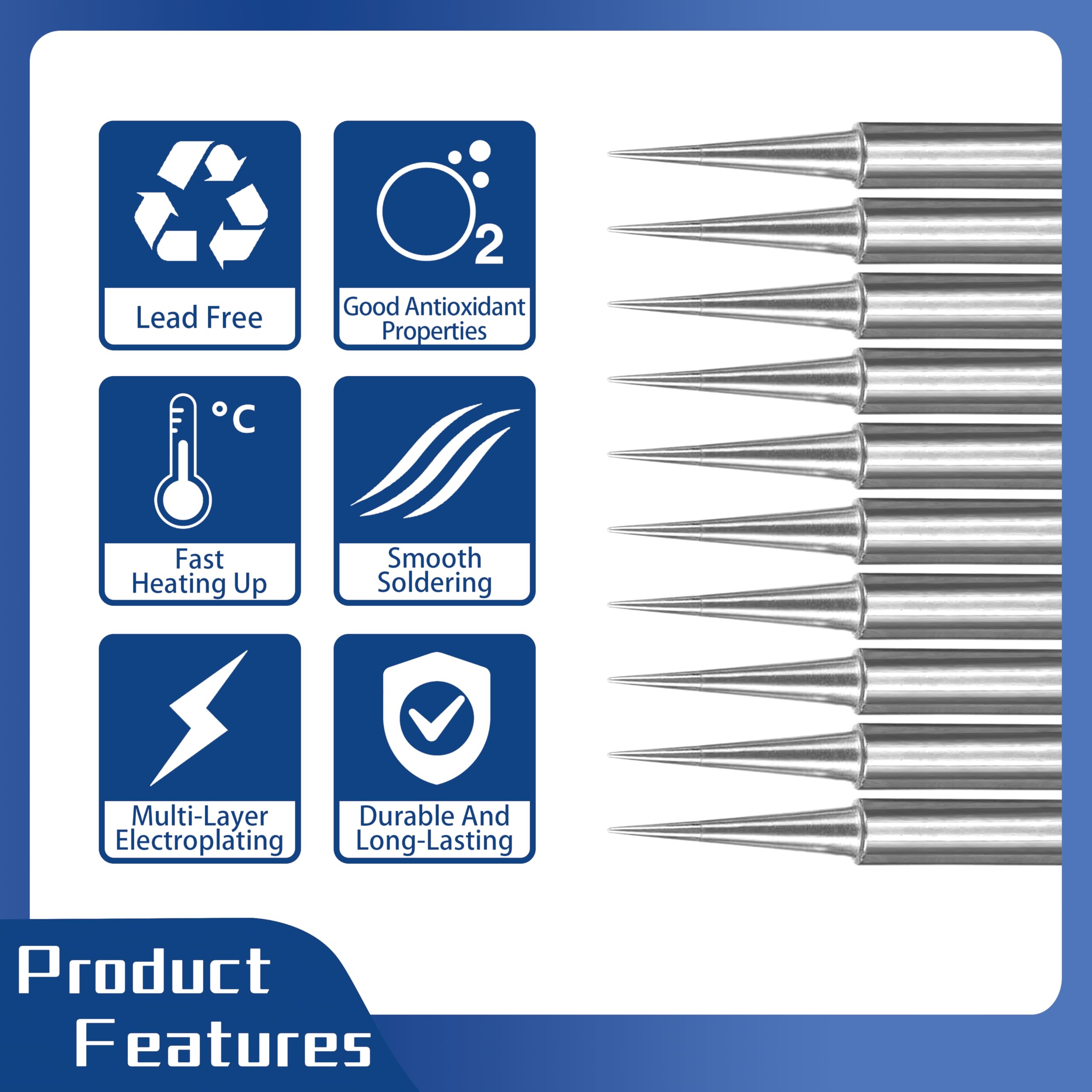 High-Quality 900MT Soldering Iron Tips - 10-Piece Set for Precision Electronics Repair | Perfect for Circuit Boards, DIY Projects & Home Repairs