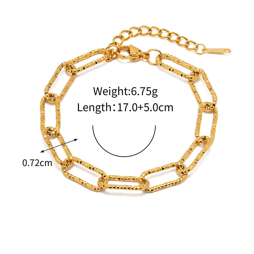 18K Gold Plated Stainless Steel Link Chain Bracelet and Necklace Set - Elegant Jewelry Gift for Women | Perfect for Weddings, Parties & Everyday Wear | JDWB030