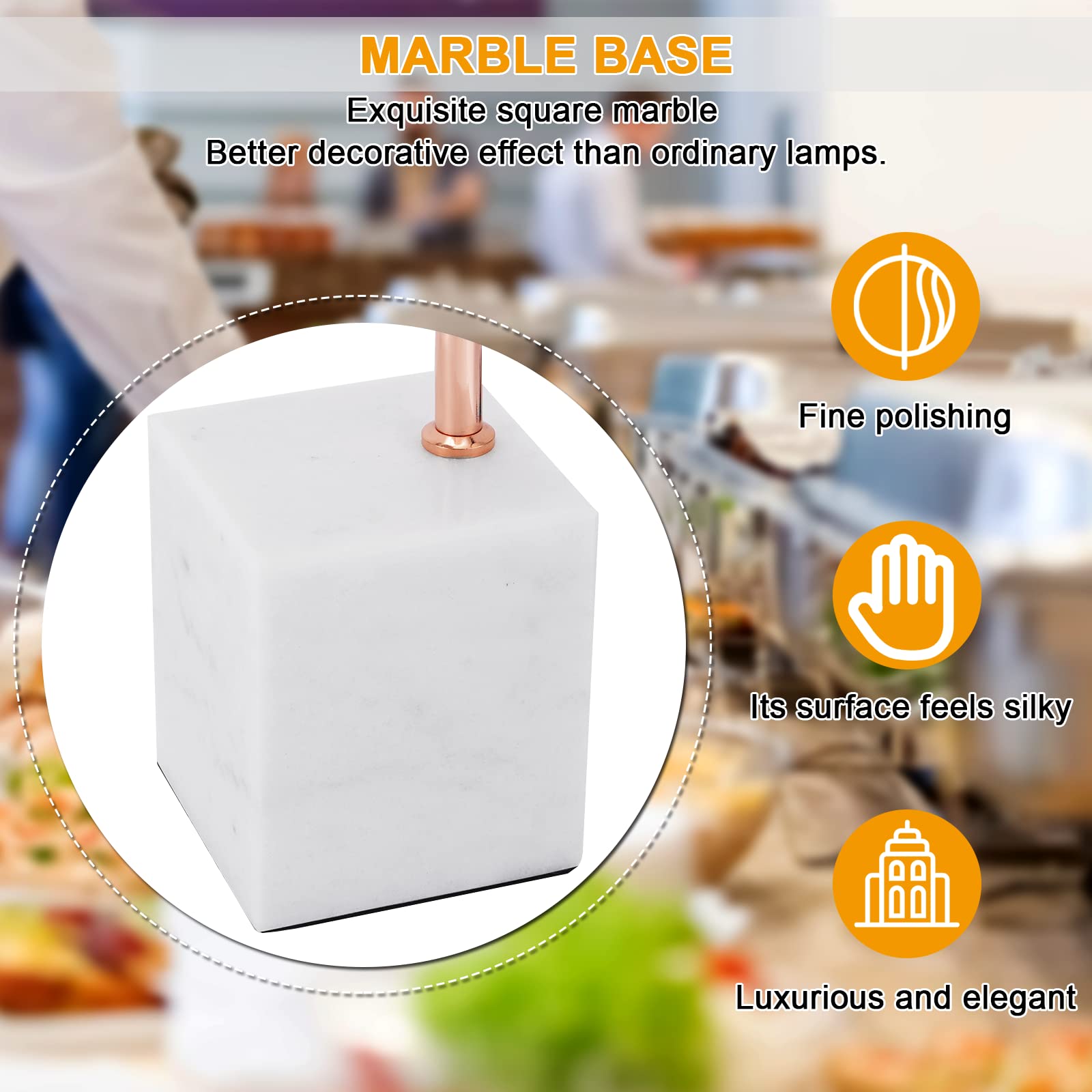 Commercial Food Heat Lamp with Marble Base - 250W Infrared Heating Bulb for Restaurants, Buffets & Catering - Keep Food Warm & Fresh for Hours - Perfect for Food Service, Cafeterias & Outdoor Events