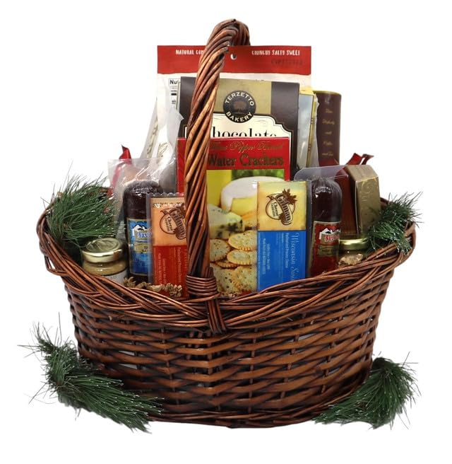 Gourmet Gift Basket - Holiday Food Basket with Crackers, Wafers & Spreads - Perfect Christmas Gift for Family & Friends - Ideal for Office Parties, Housewarming & Corporate Gifting