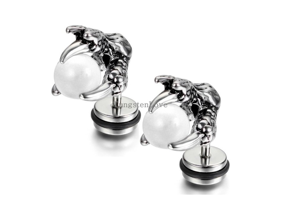 Men's Punk Dragon Claw Stud Earrings - Gothic Style Stainless Steel Earrings for Women & Men - Perfect for Parties, Concerts and Alternative Fashion