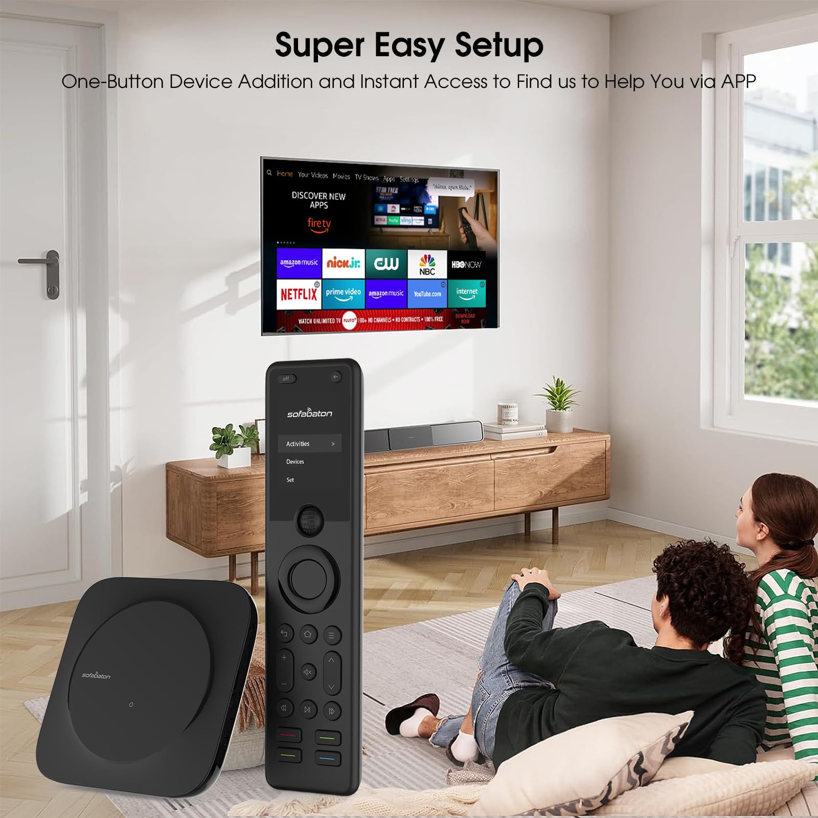 SofaBaton X1S Universal Remote Control with Hub & App - All-in-One Smart Remote for TV, Cable Box, Streaming Devices (60+ Devices) - IR, Bluetooth, WiFi, Alexa & Google Assistant Compatible - One-Touch Activities & Raise to Wake - Perfect for Home Theater & Smart Home Control