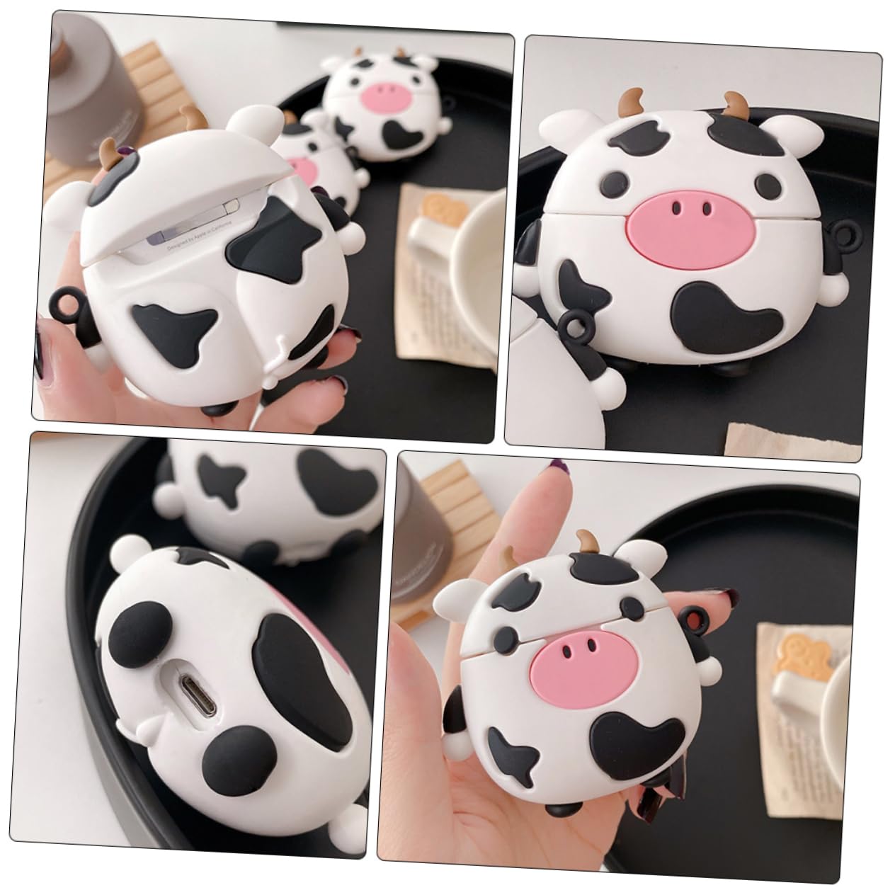 Cow-Shaped Silicone Earbud Case - Cute Cow Design Earphone Cover, Shockproof & Stylish for AirPods, Galaxy Buds - Perfect for Travel, Workout & Daily Use
