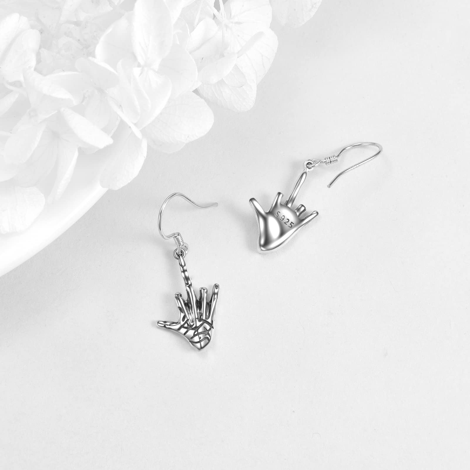 Gothic Snake Sword Earrings Sterling Silver Drop - Skeleton Cat Skull Sword Jewelry for Women - Perfect for Halloween, Cosplay, and Gothic Fashion Accessories