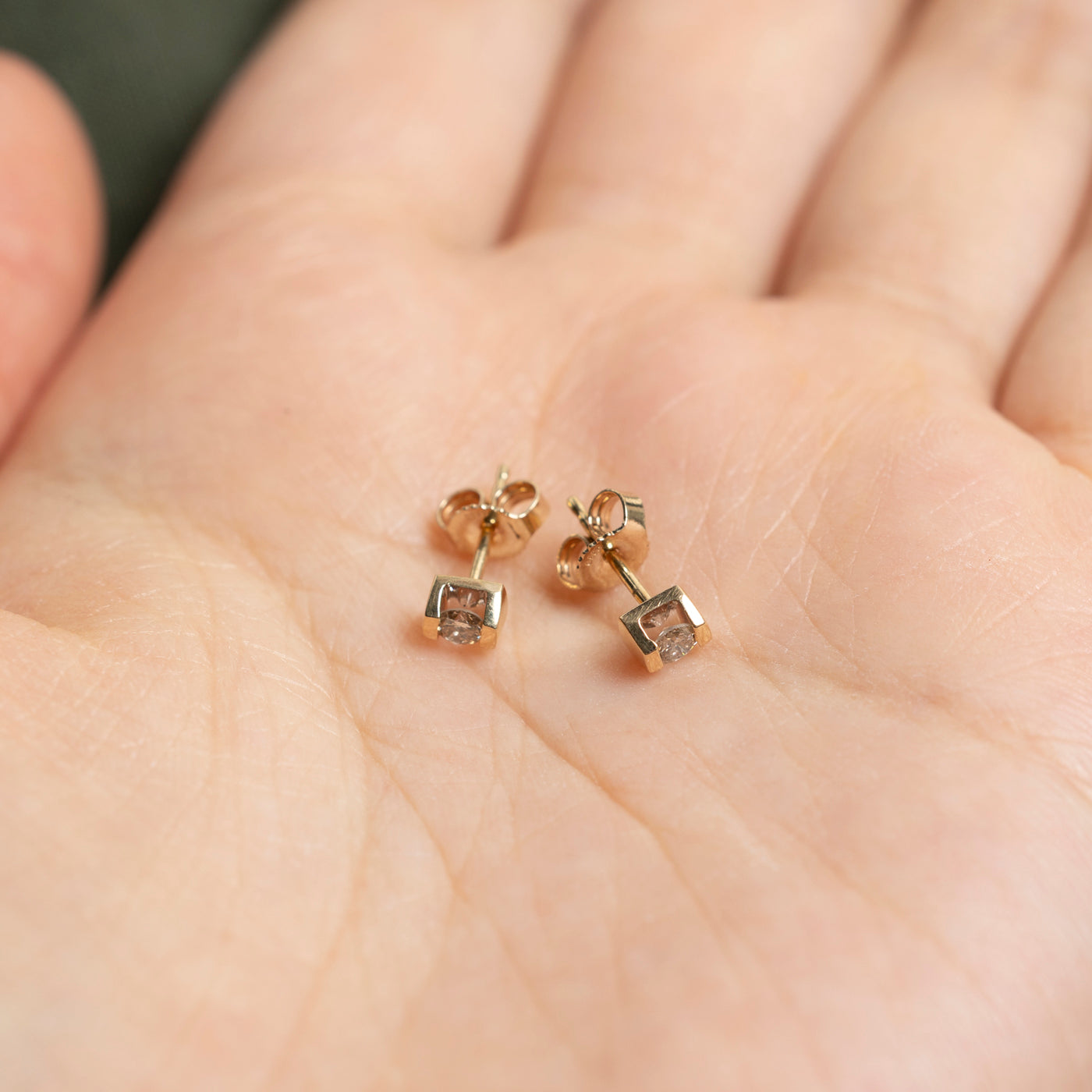 14K Gold Tension Set Diamond Stud Earrings - 0.14 Carat Total Weight (0.14ctw) | Elegant & Secure Setting for Everyday Wear, Special Occasions & Gifts