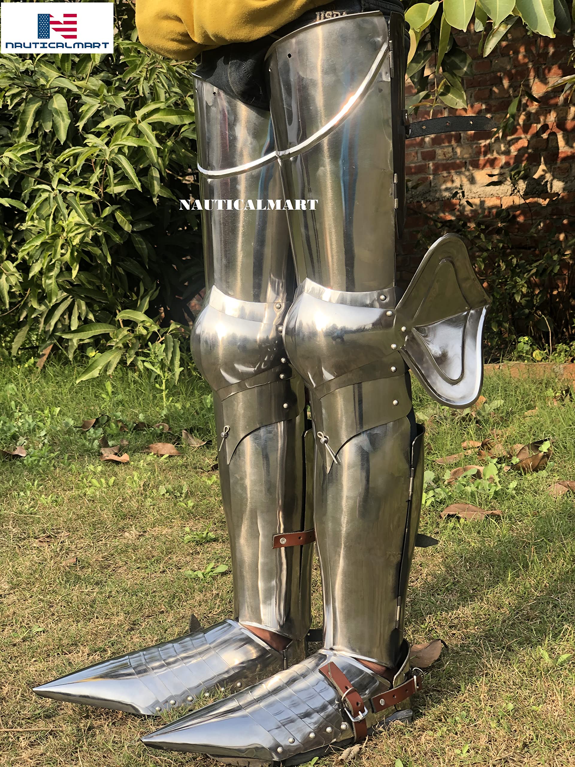 Medieval Steel Greaves Leg Armor - Authentic LARP & Cosplay Protection - Perfect for Renaissance Fairs, Historical Reenactments & Fantasy Costumes