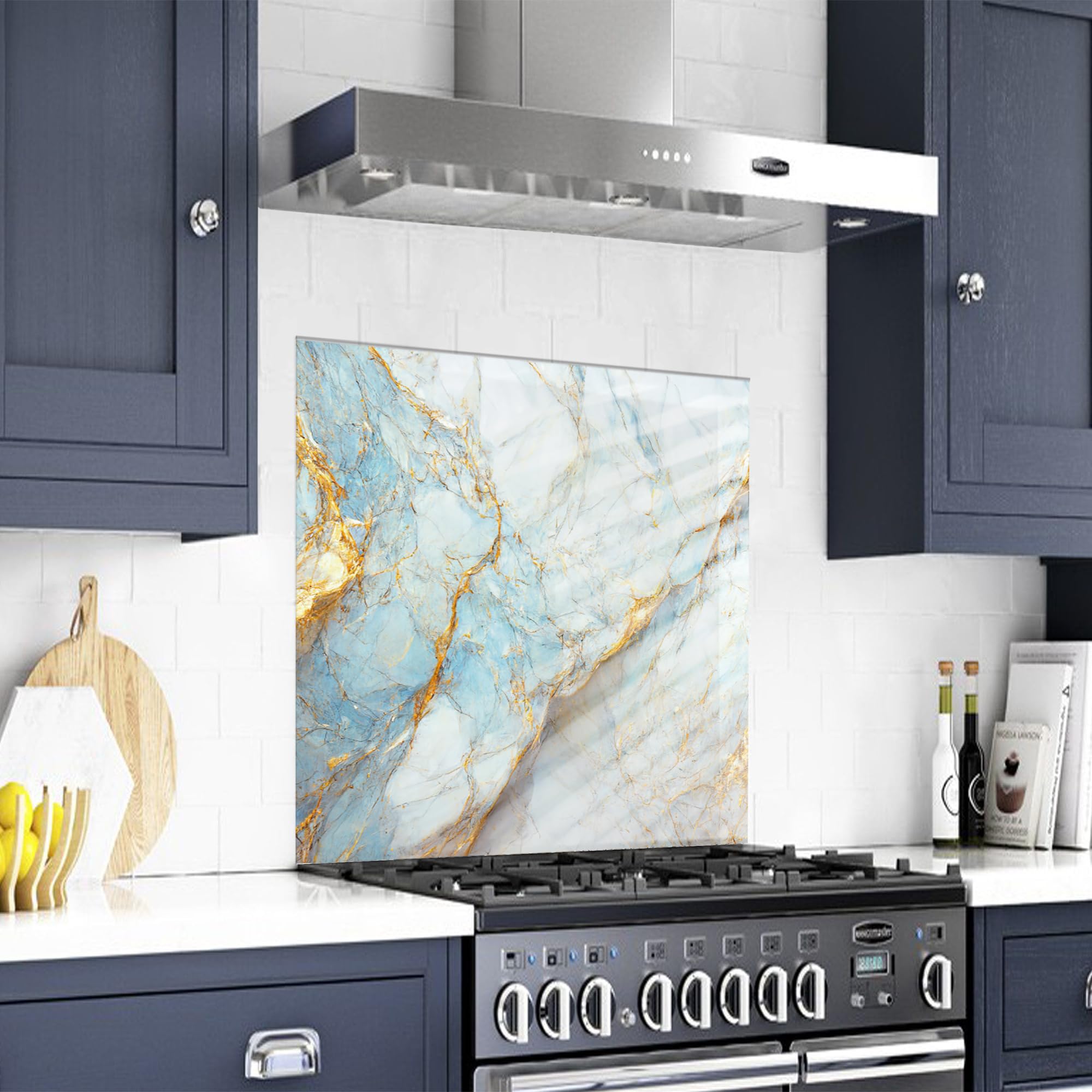 **27x27 Inch Tempered Glass Kitchen Backsplash - Heat-Resistant Stove Top Cover, Splash Guard for Sink & Cutting Board, Modern Wall Decor for Home & Restaurant Use**
