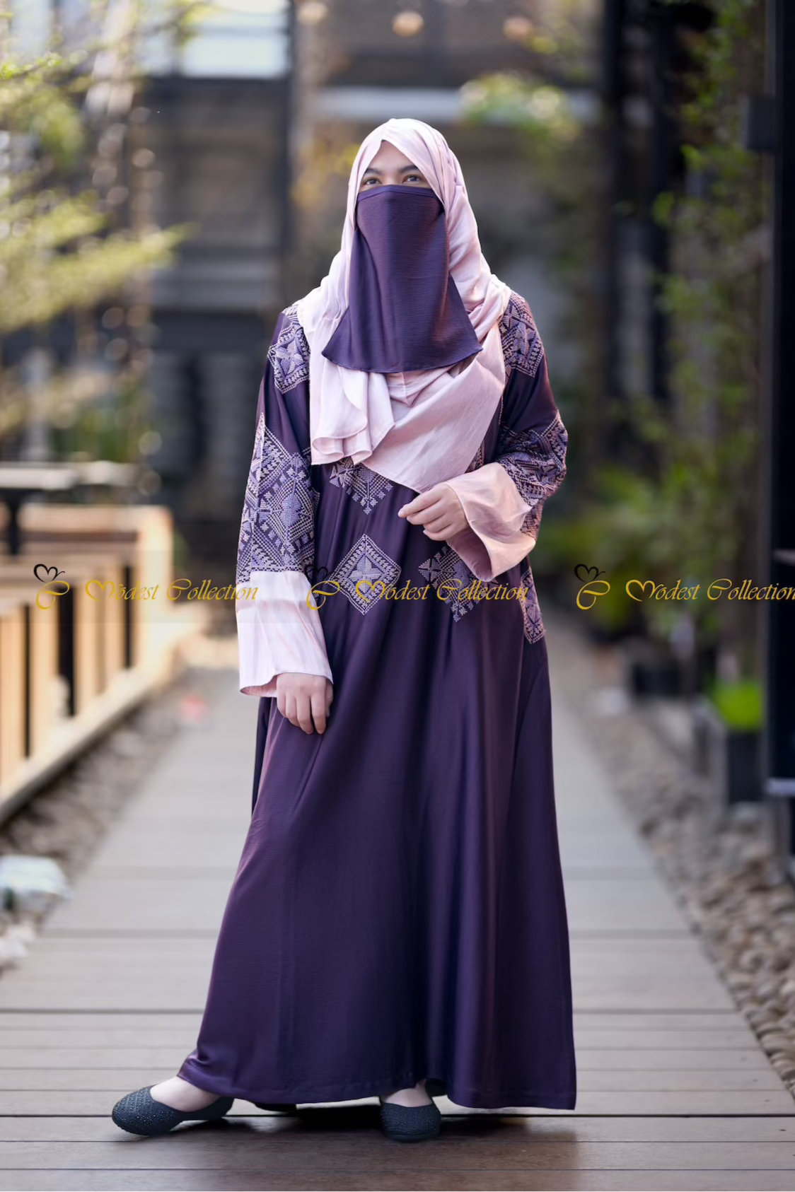 Nafiza Embroidered Abaya for Women - Elegant Islamic Prayer Dress with Intricate Embroidery - Perfect for Mosque, Eid, and Special Occasions