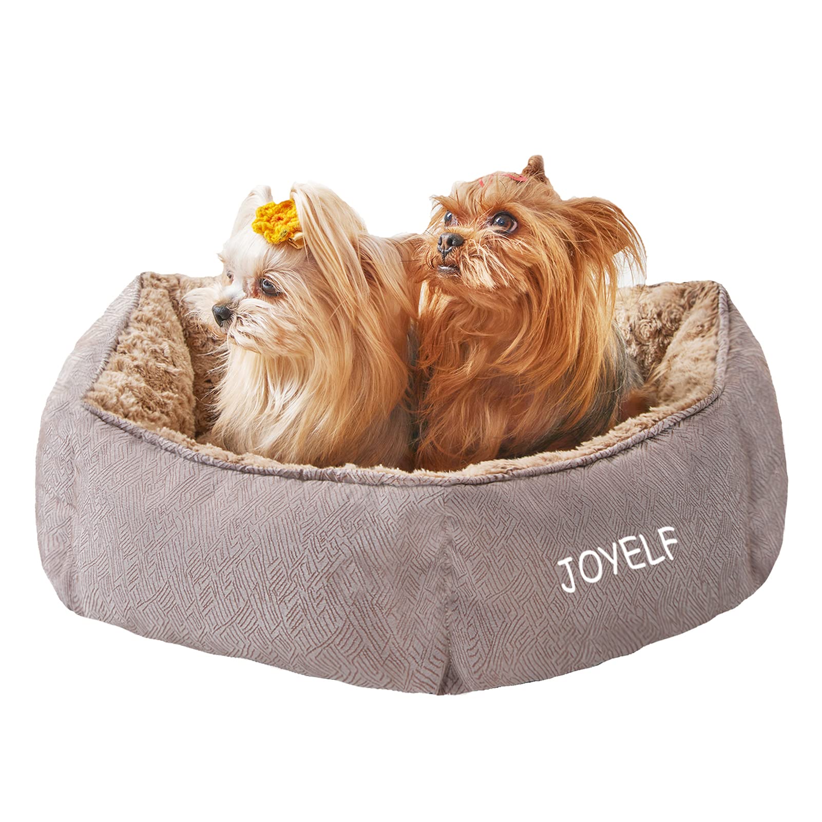 JOYELF Washable Calming Pet Bed for Dogs & Cats - Anti Anxiety Plush Dog Bed & Cat Sofa - Soft & Cozy Pet Bed for Small to Medium Pets - Perfect for Crate, Kennel, or Home Use