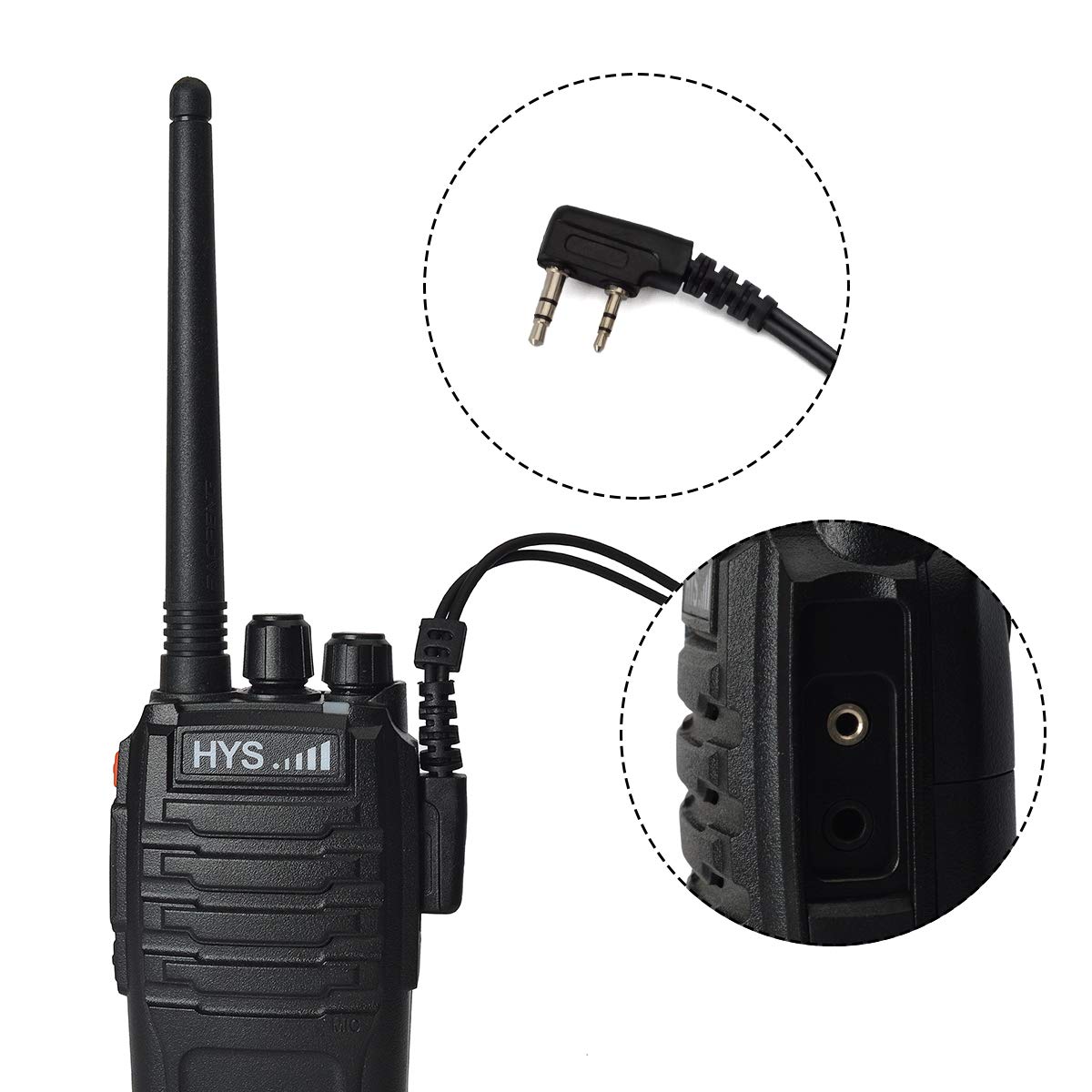 HYS Surveillance Acoustic Tube 2-Way Radio Earpiece with Medium Earmold - Compatible with Kenwood, Baofeng, Wouxun Walkie Talkies - Discreet Communication for Security, Event Staff & Outdoor Adventures