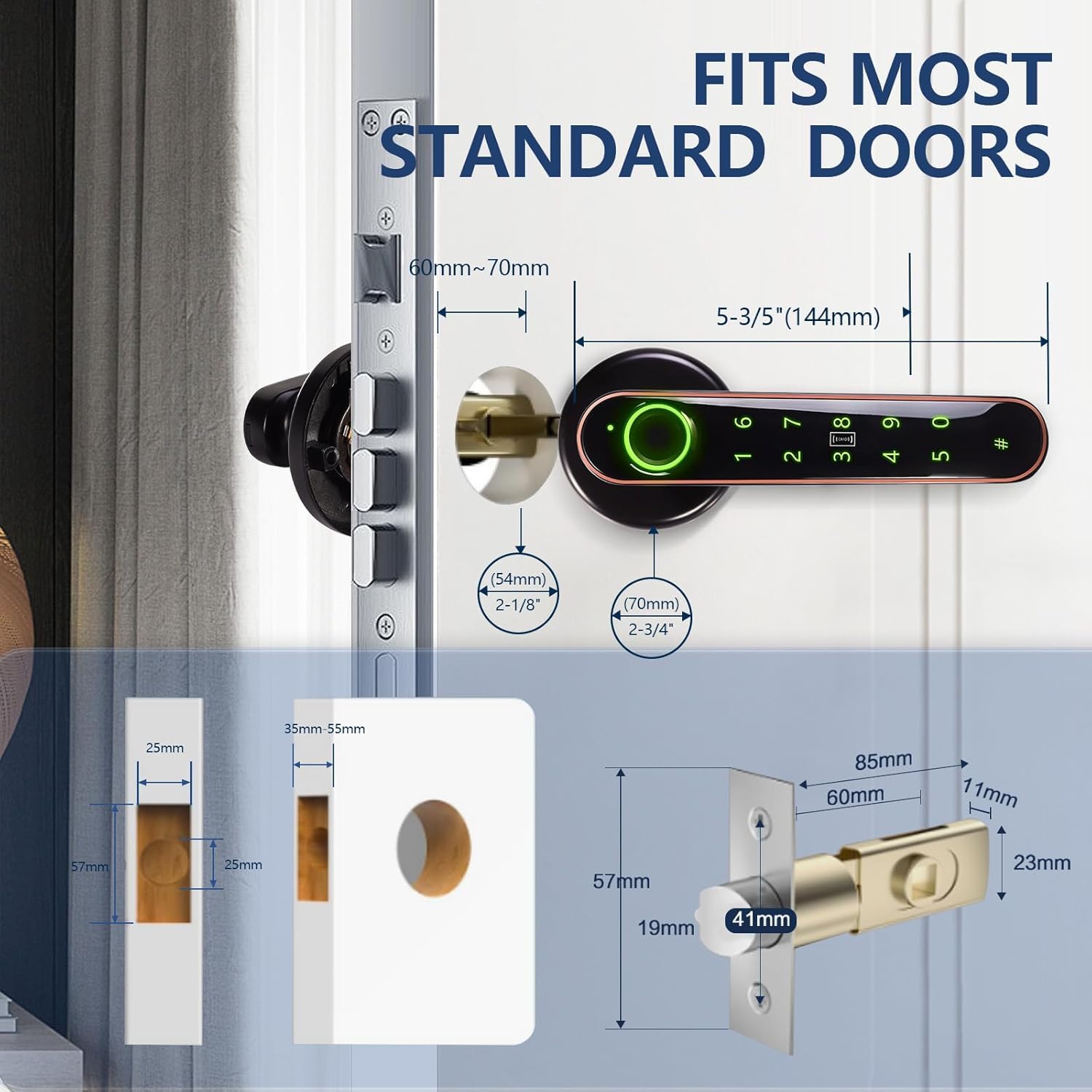 5-in-1 Smart Door Lock - Biometric Fingerprint, APP Control, IC Card & Keypad Entry - Secure Electronic Deadbolt for Home, Office & Hotel Use - Perfect for Smart Home & Vacation Rental Security