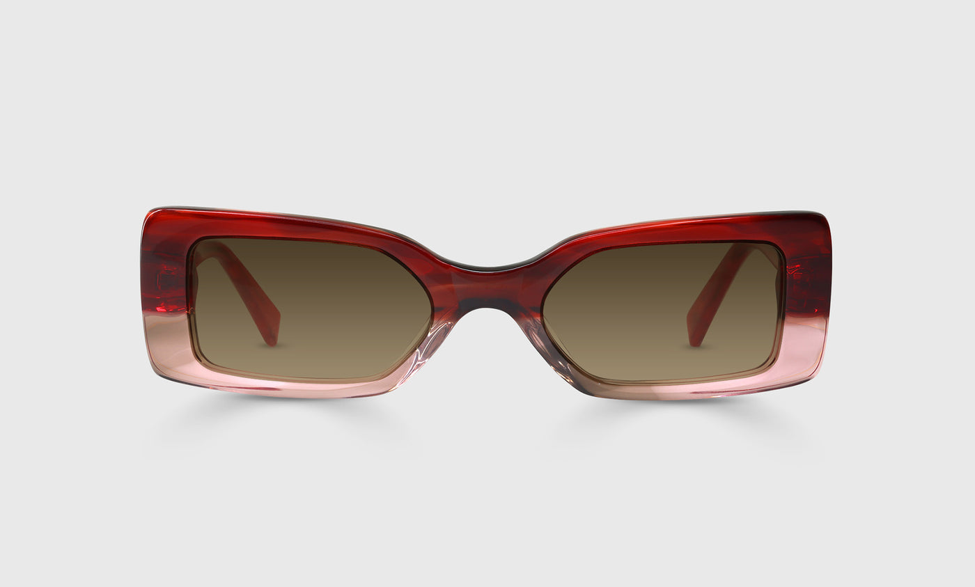 Kerfuffle Color 01 Gradient Sunglasses - Cherry to Blush Fade Frame with Red Temples for Women | Trendy UV Protection Shades for Outdoor, Beach & Driving