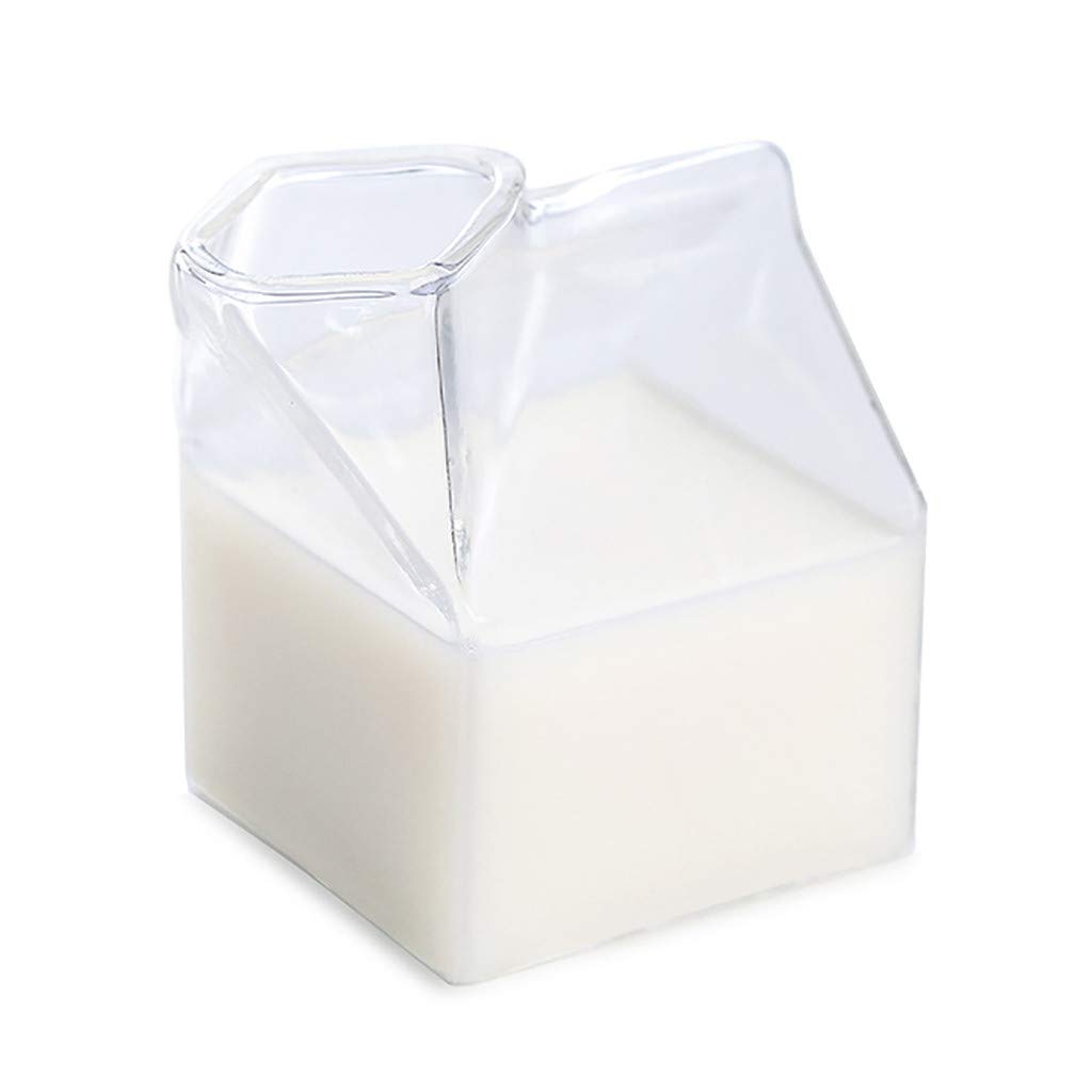 Selomore Mini Glass Cream Bottle - 4oz Milk Cartoon Style Container for Coffee, Tea, Juice & Water | Perfect for Home, Office & Cafe Use
