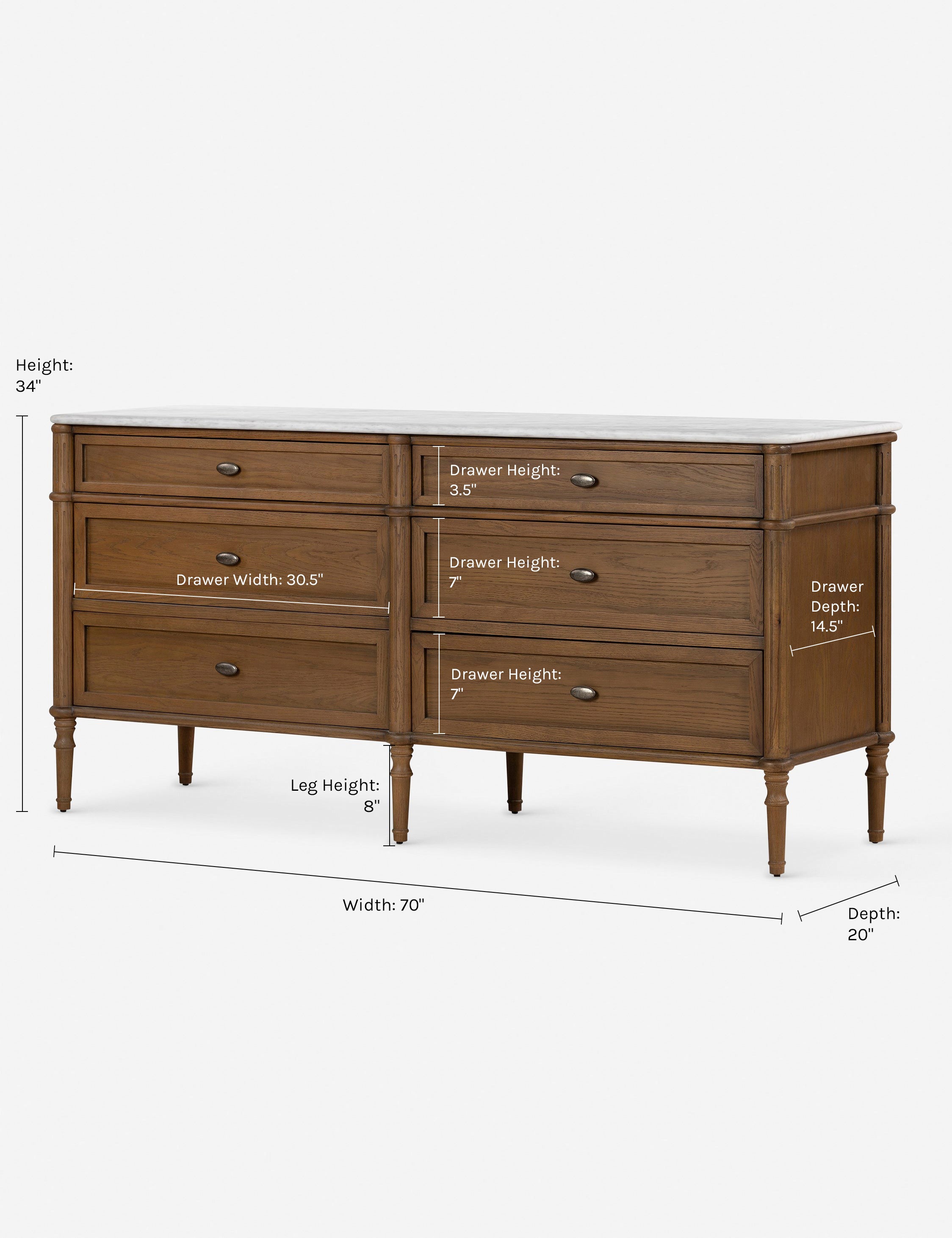Delancey 6 Drawer Dresser - Modern Wooden Chest of Drawers for Bedroom Storage & Organization | Perfect for Clothes, Linens, and Accessories