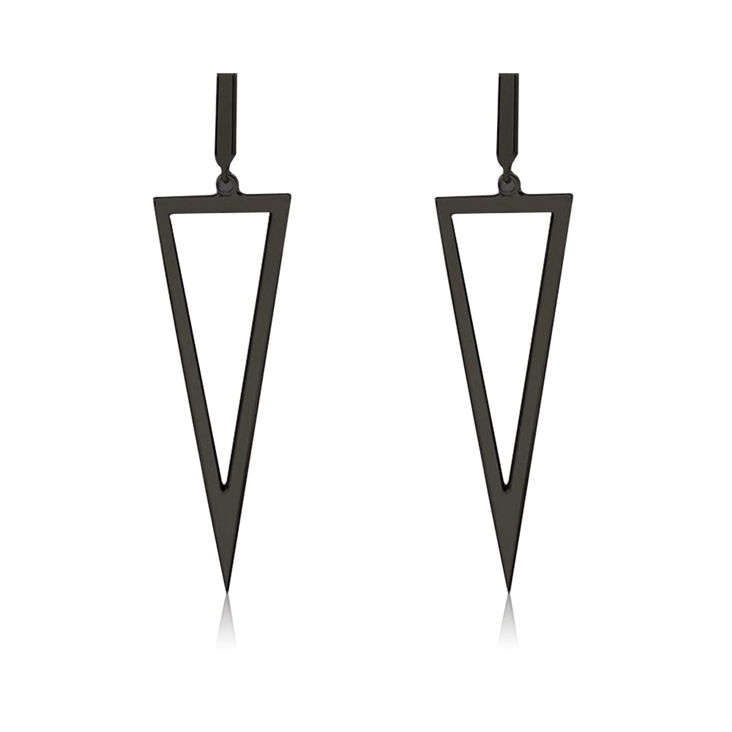 KVANU Punk Black Triangle Dangle Drop Earrings - Gold Metal Geometric Stud Earrings for Women & Men - Minimalist Bar Party Jewelry - Perfect for Night Out, Concerts, and Gothic Fashion