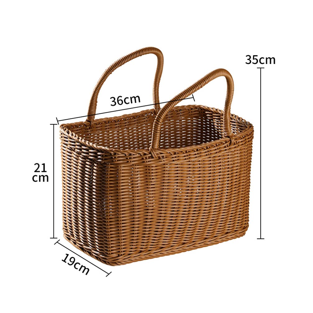 Stylish Woven Plastic Storage Baskets with Handles - Multipurpose Organizer for Groceries, Fruits, Vegetables & Toys - Perfect for Kitchen, Bathroom & Home Organization