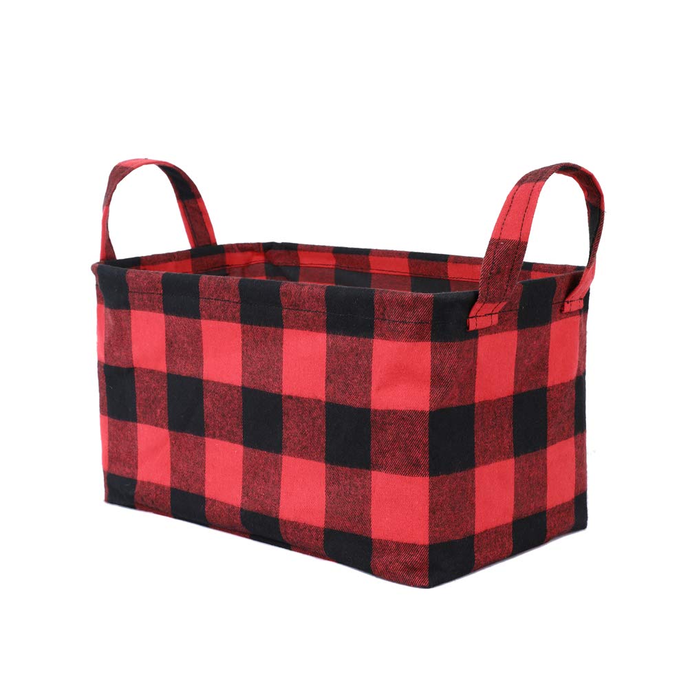 Waterproof Buffalo Check Storage Basket - Red Black Grid Rectangle Organizer Bin for Shelves, Home Decor, Candy & Gift Boxes | Perfect for Pantry, Bathroom, Closet & Holiday Decorating