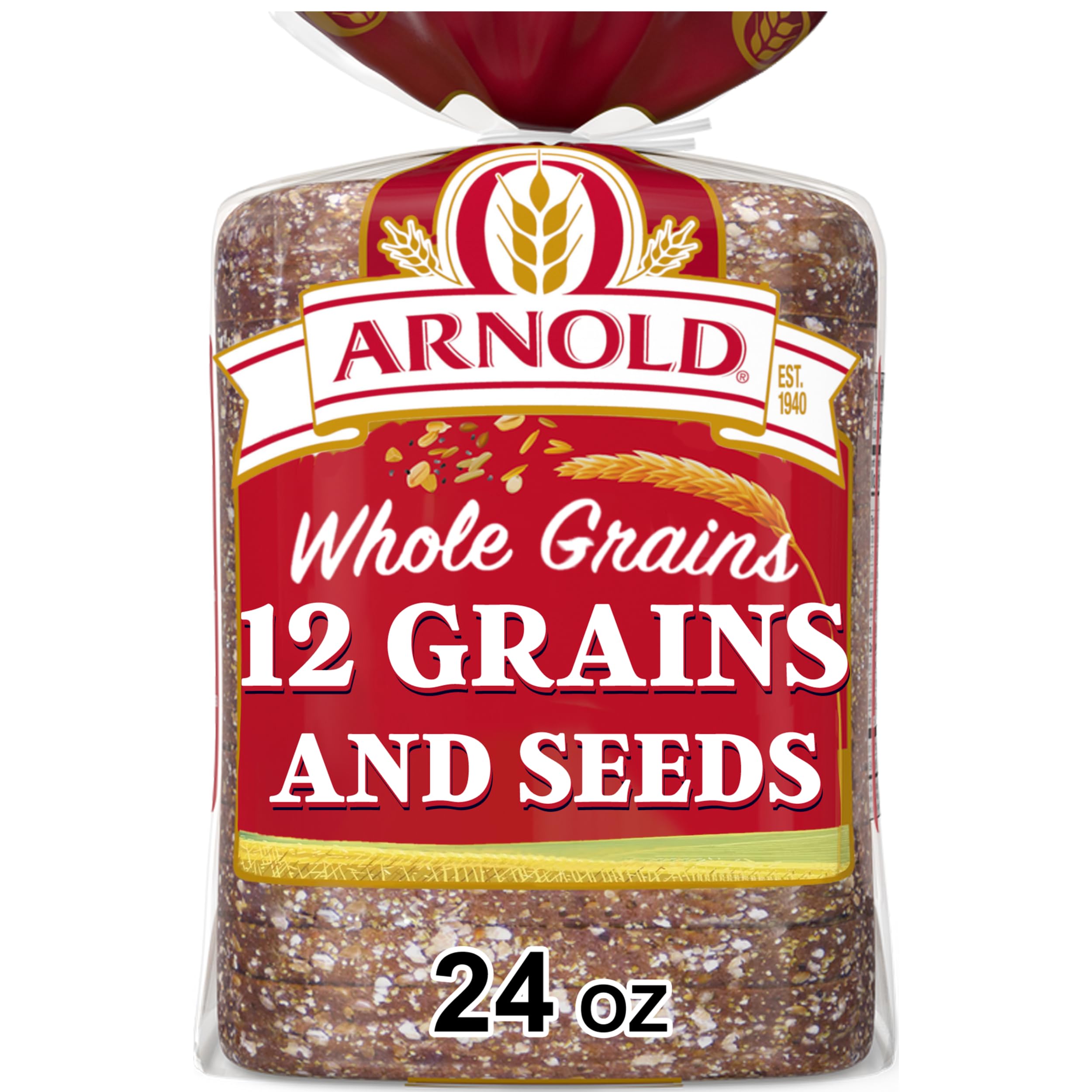 Arnold 12 Grains and Seeds Whole Grain Multigrain Bread - 24 oz Bag | Healthy High Fiber Sandwich Bread for Breakfast, Lunch & Snacks