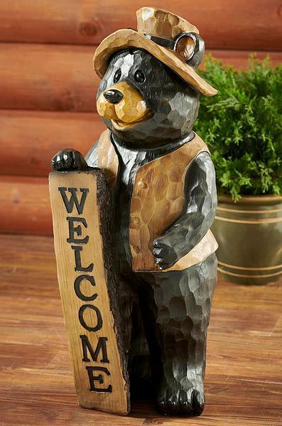 Bear Welcome Sign - Rustic Wooden Door Hanging Decor for Farmhouse, Cabin & Porch - Perfect for Home Entryway & Outdoor Greetings