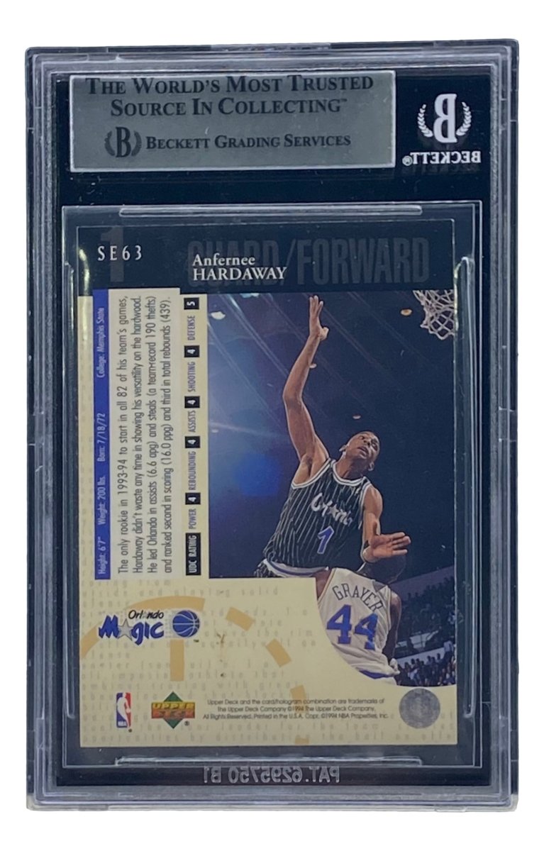 Penny Hardaway Autographed Orlando Magic 1994-95 Upper Deck SE #63 BAS Basketball Card - PSA Graded Collectible for NBA Fans & Sports Memorabilia Enthusiasts