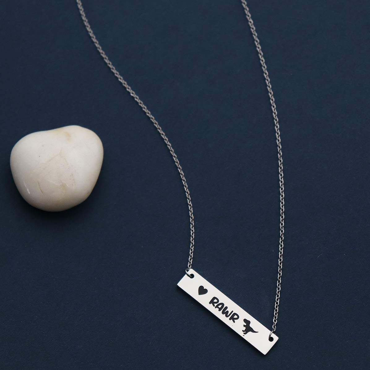 Beeshion Dinosaur Lover Gift Set - RAWR Means I Love You Dinosaur Necklace & Keychain for Men, Women, Family & Friends | Perfect Birthday, Anniversary, Valentine's Day Present for Dino Enthusiasts