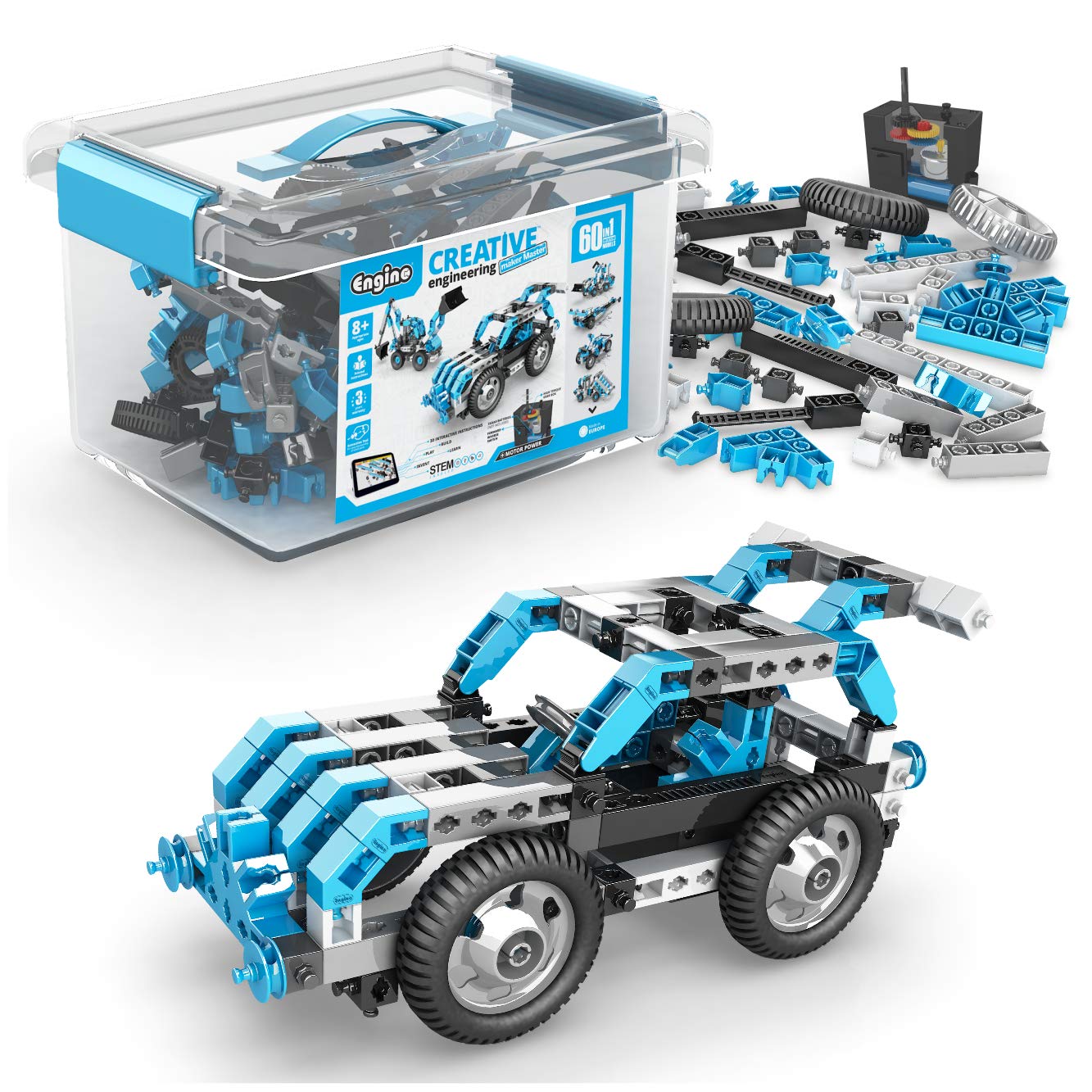 Engino STEM Building Toys for Kids Ages 8+ | 60 Motorized Models Creative Engineering Kit | Educational Construction Playset for Boys & Girls | Perfect for Home Learning, Classroom STEM Activities & Birthday Gifts