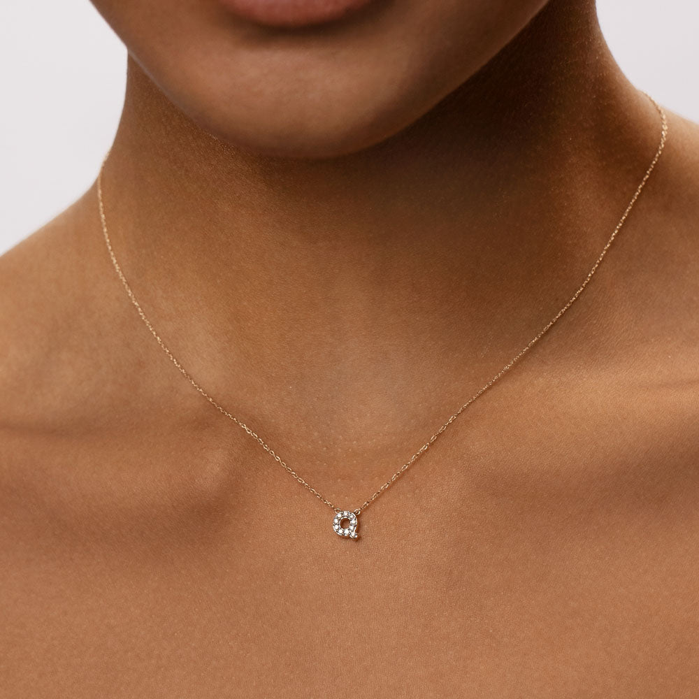 10k Gold Diamond Letter Q Necklace for Women - Elegant Initial Pendant Jewelry for Gifts, Birthdays & Special Occasions