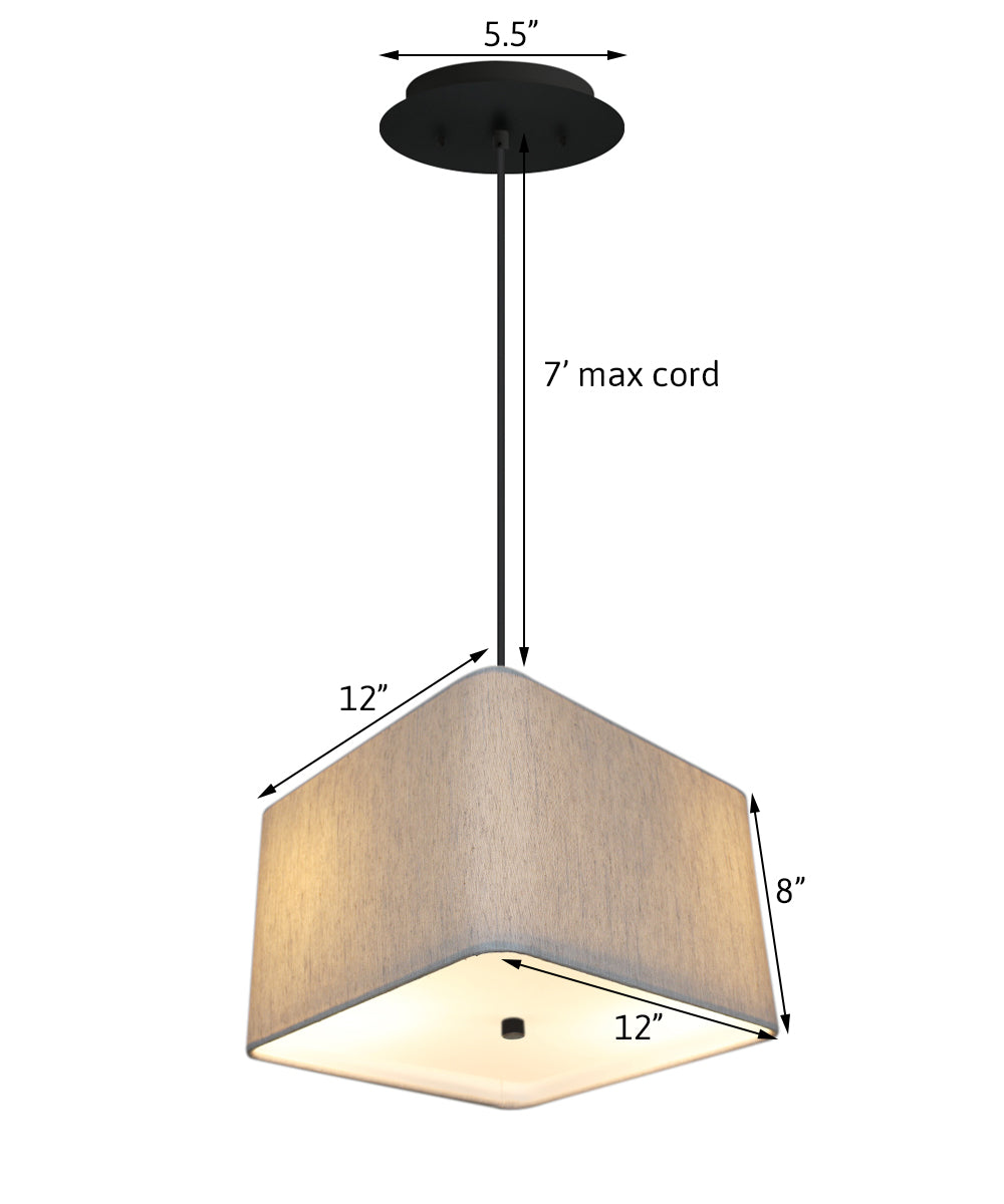 12W 2-Light Modern Pendant Lighting with Oatmeal Drum Shade & Diffuser - Black Cord - Perfect for Kitchen Island, Dining Room, or Bedroom Lighting