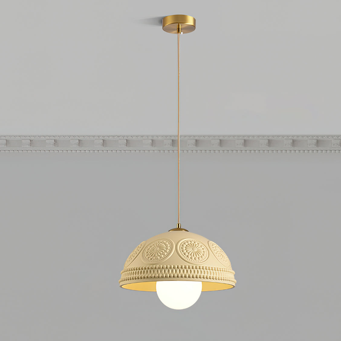 Modern Embossed Ripple Pendant Light - Handcrafted Glass Ceiling Lamp for Dining Room, Kitchen Island & Living Room Decor
