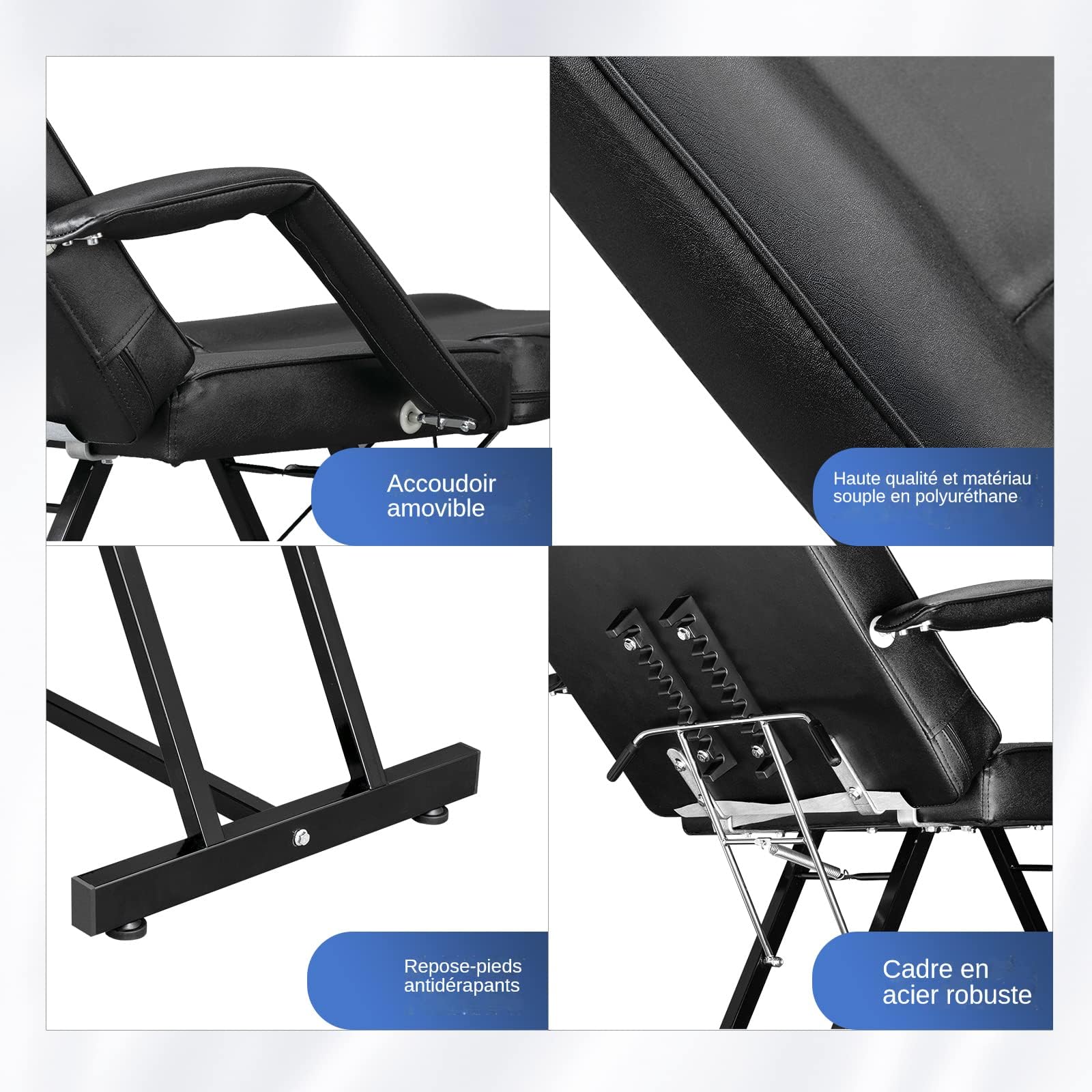 Professional Foldable Massage Table - Lightweight Aluminum Frame, 3-Section Ergonomic Design with Black Cosmetic Cover - Portable for Home, Spa & Salon Use