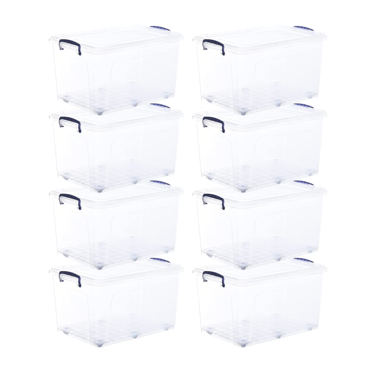Superio Clear Storage Bins with Lids - 44 Qt Stackable Plastic Organizer Containers (8 Pack, Wheeled) - BPA Free, Non-Toxic & Odorless for Home, Office, Dorm Organization - Perfect for Closet, Pantry & Garage Storage Solutions