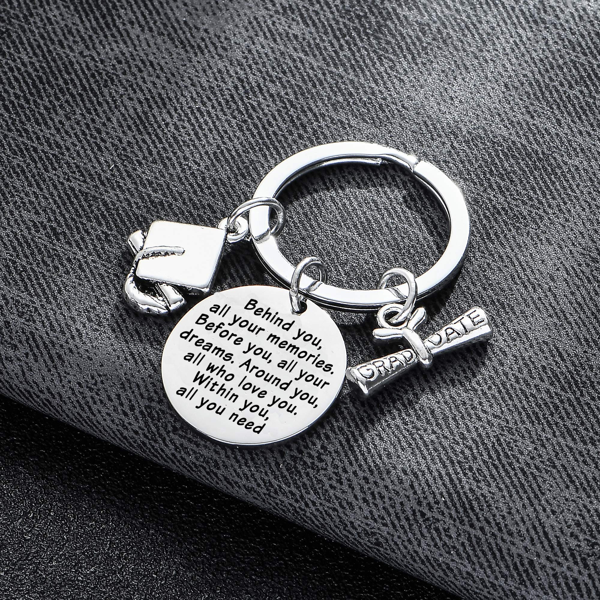 BESPMOSP Graduation Keychain Gift - 'Behind You All Your Memories, Before You All Your Dreams' - Perfect College Graduation Present for Students, Friends & Family - Ideal for Commencement, Yearbooks & Memory Keepsakes