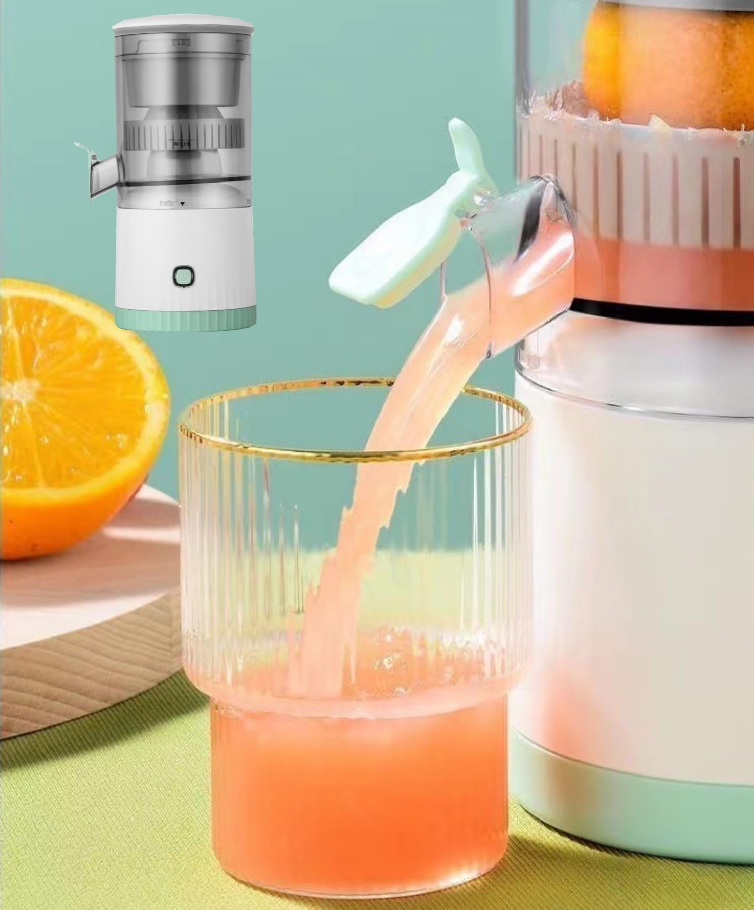 Automatic Separation Juicer - Portable Electric Juicer Machine for Fruits & Vegetables, USB Rechargeable with Cleaning Brush (Red, 3.7V) - Perfect for Home, Office, Gym & Outdoor Use