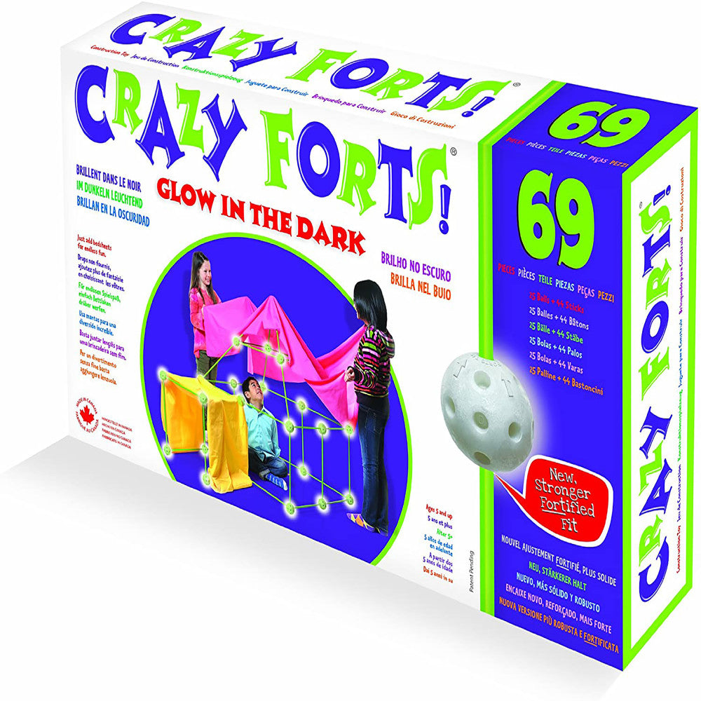 Crazy Forts Glow in the Dark Construction Kit - Build Your Own Fort, Castle or Playhouse - Perfect for Kids Indoor & Outdoor Play, STEM Learning, and Family Bonding Activities