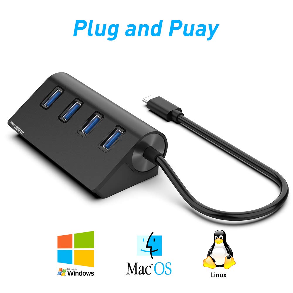 USB C Hub 4-Port Adapter 10Gbps - for MacBook, Laptop & Surface Pro