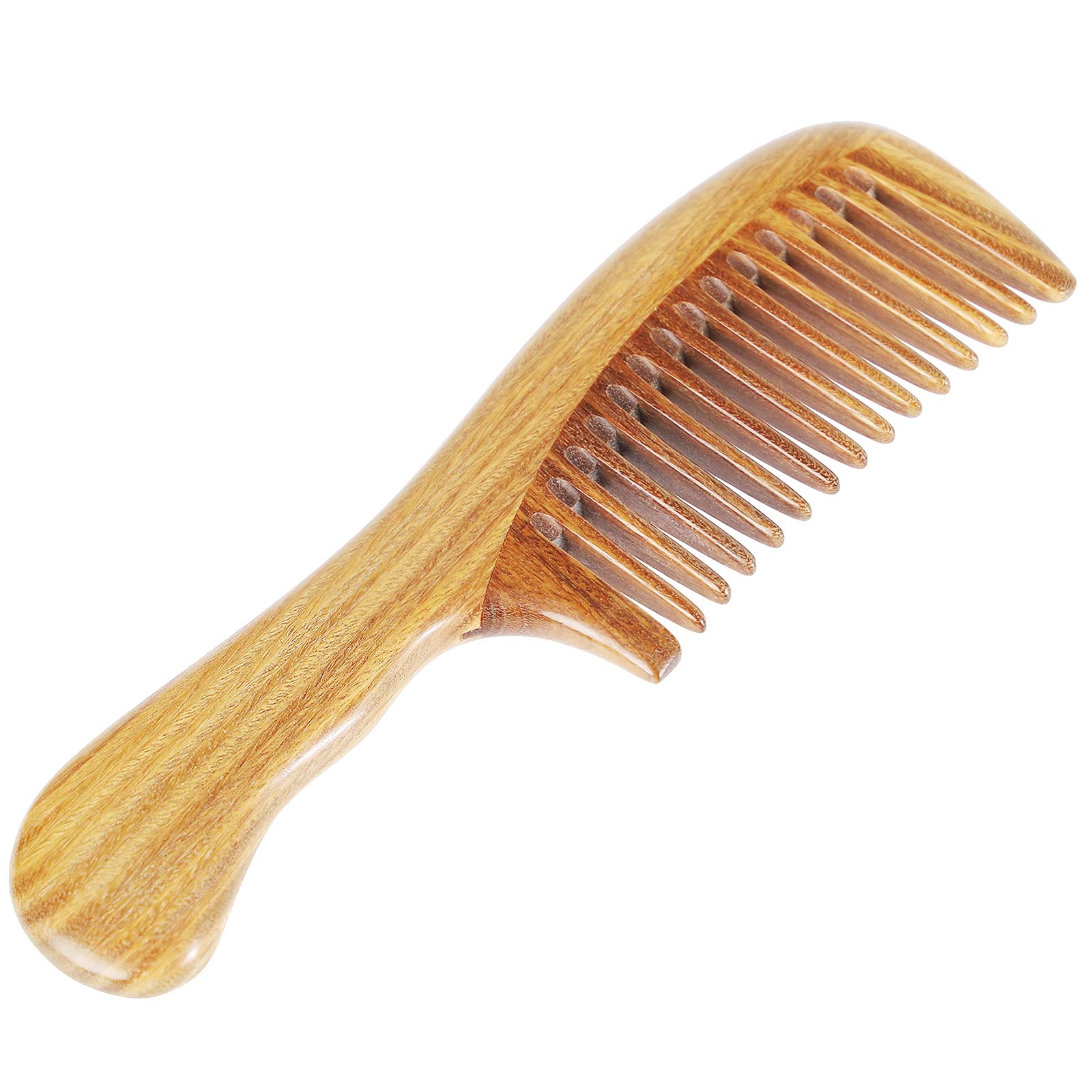 Onedor 100% Natural Green Sandalwood Hair Comb - Anti-Static Detangling Wide Tooth Comb with Natural Sandalwood Fragrance | Perfect for Daily Hair Care, Styling & Scalp Massage