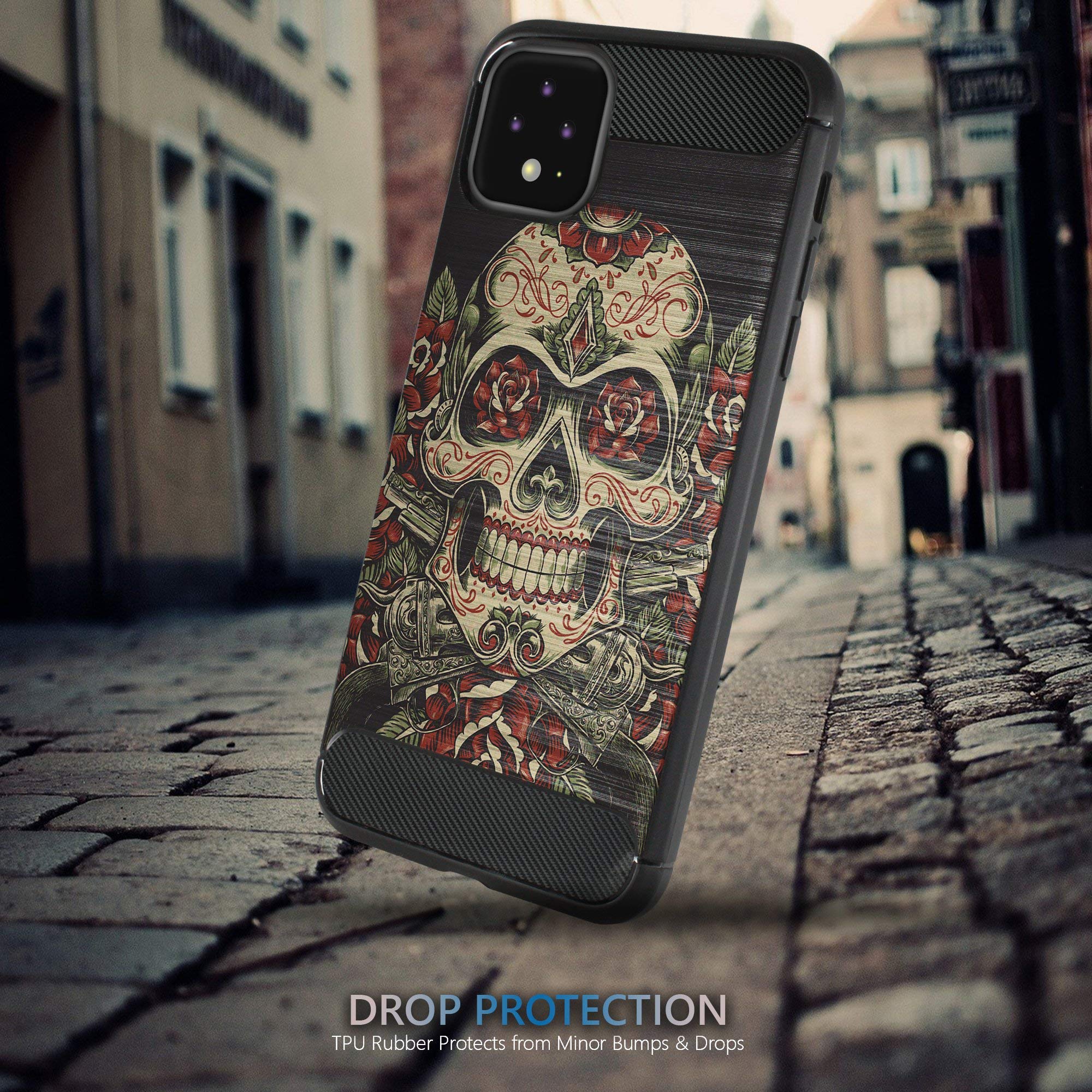 Google Pixel 4 XL Case - Rose Skull TPU Cover | Slim Protective Phone Case for Daily Use
