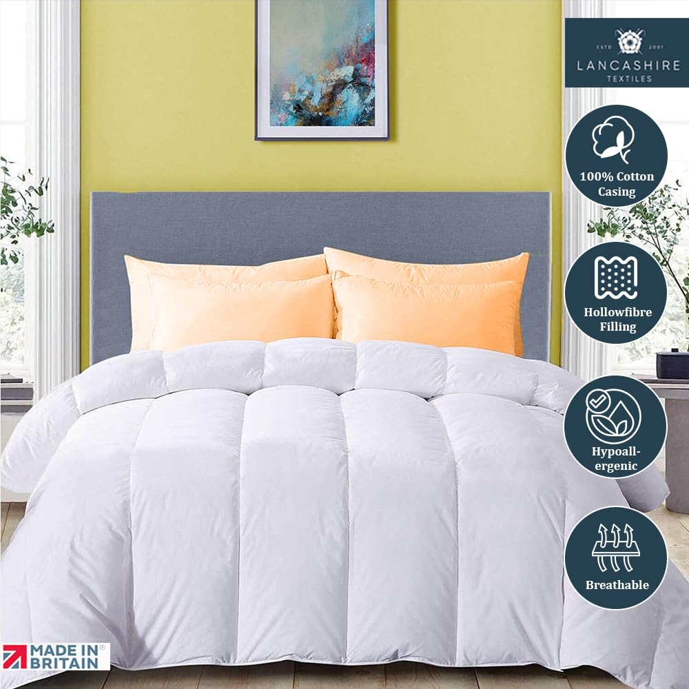 Luxury Double Size Egyptian Cotton Duvet - 13.5 Tog Hollowfibre Filled for All Seasons | Perfect for Cold Nights & Cozy Bedroom Comfort