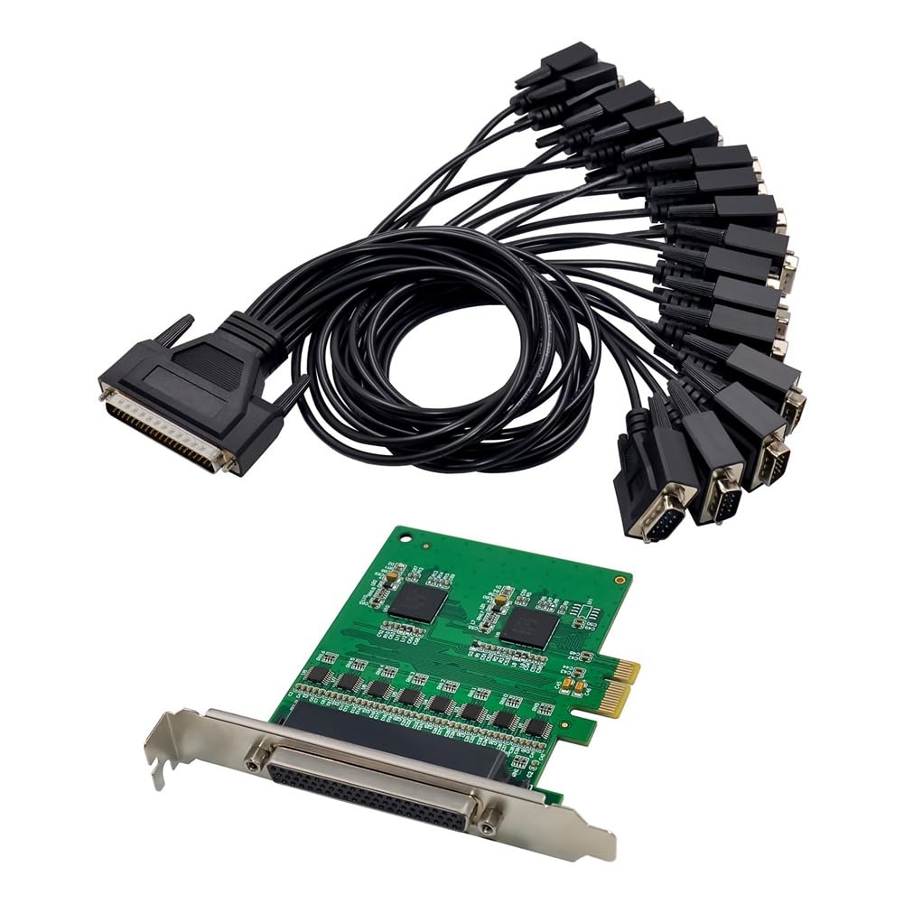 Spactz ST355 PCIe Multi-Serial I/O Control Card - 17V358 16S RS232 Industrial Adapter for Communication & Device Control | Perfect for Industrial Automation, Data Acquisition & Multi-Device Management