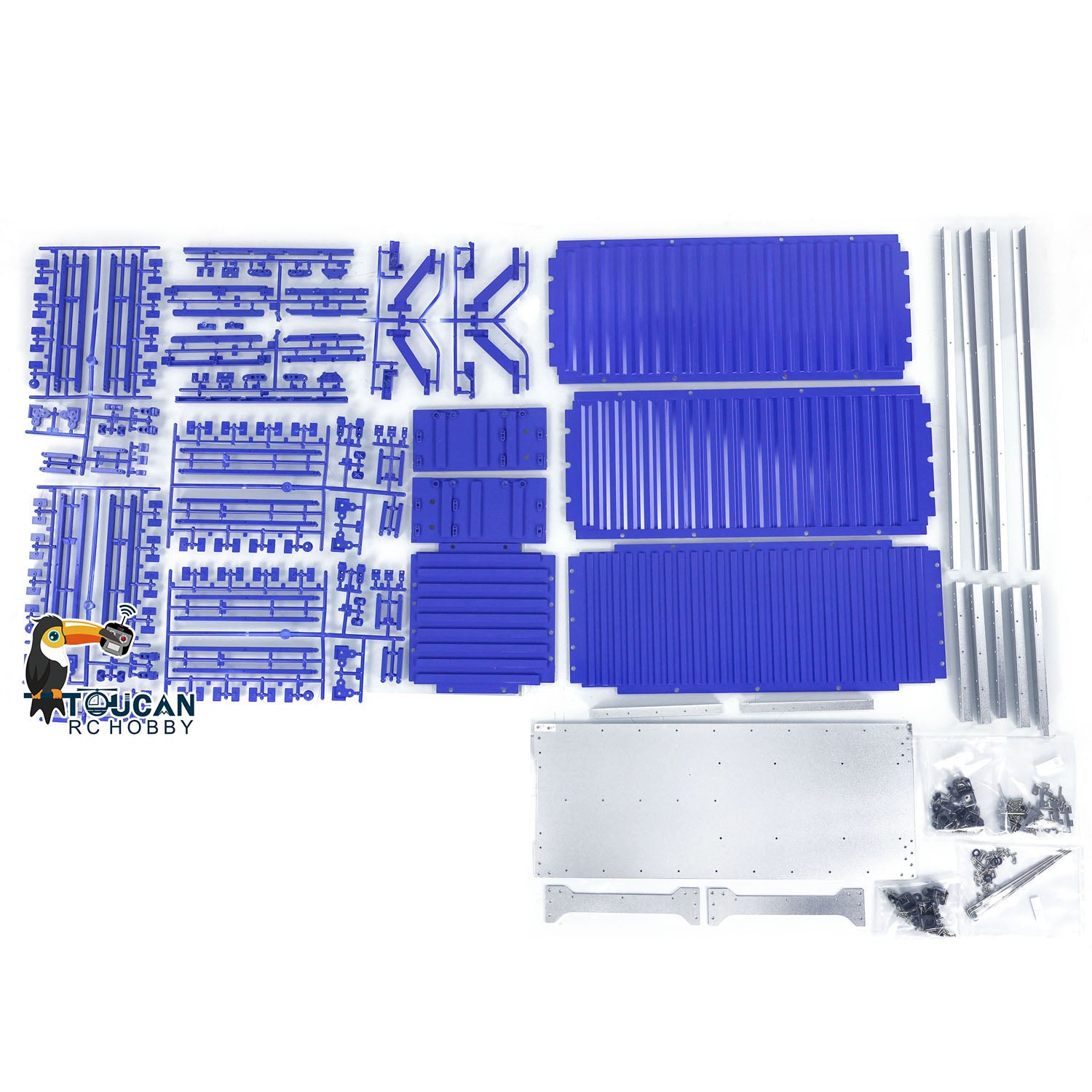 20ft 2-Axle Unassembled Metal Semi Trailer Kit for DIY Remote Control Truck & Tractor Models - 1/14 Scale Electric RC Car Accessory - Perfect for Hobbyists, Collectors & RC Enthusiasts