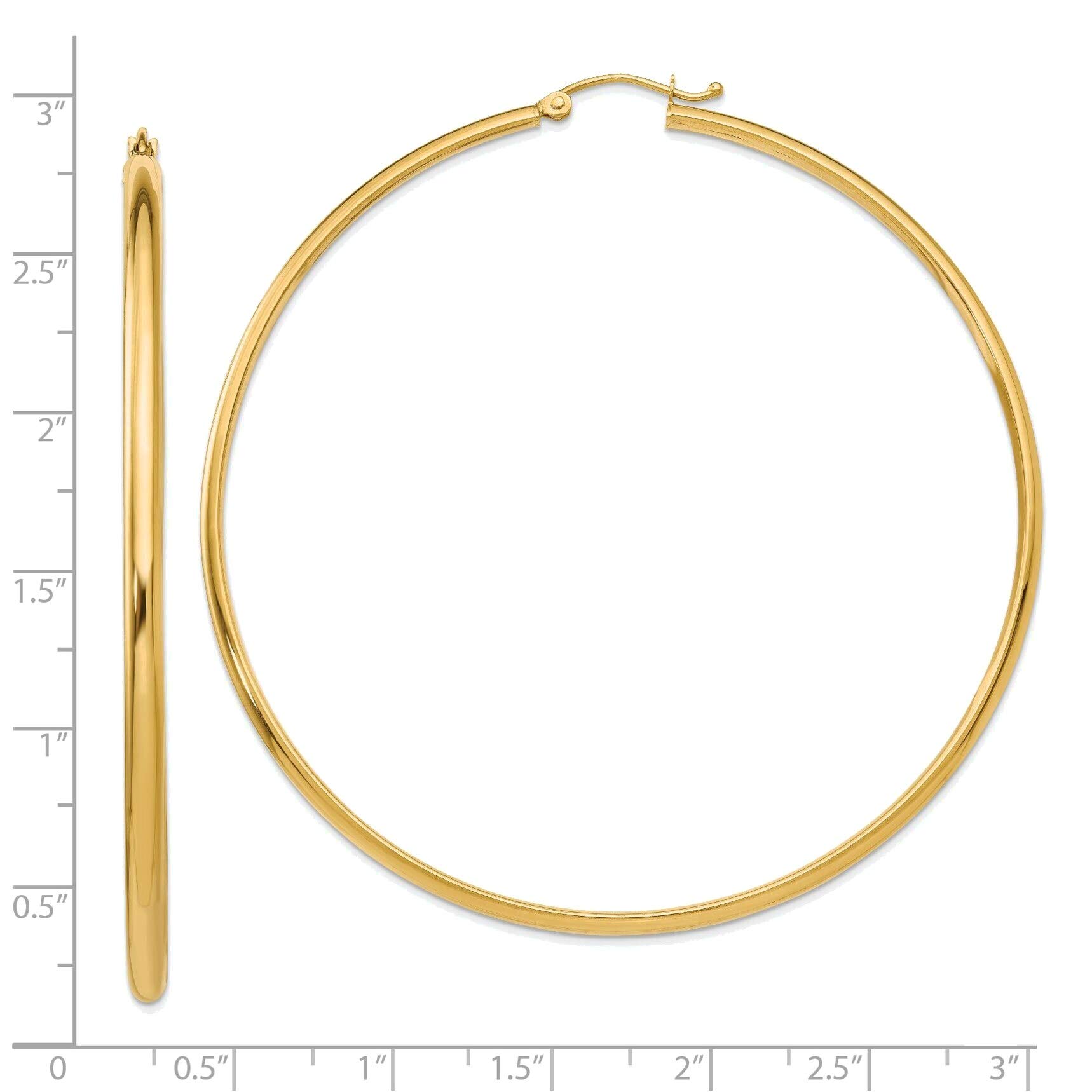 14K Yellow Gold Polished Hoop Earrings for Women - Elegant Everyday Jewelry for Work, Date Night & Special Occasions