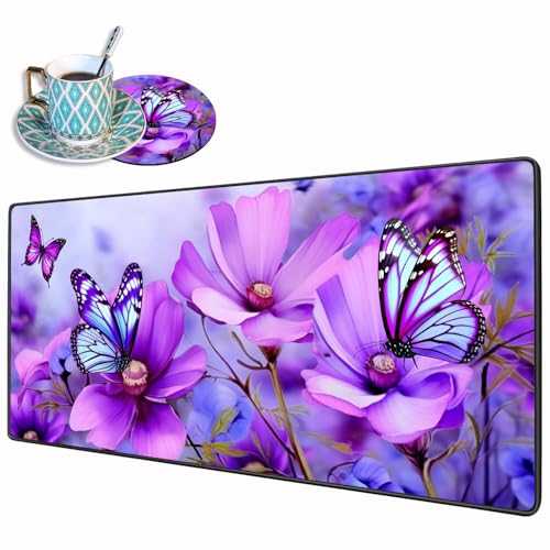 Purple Flowers and Butterfly