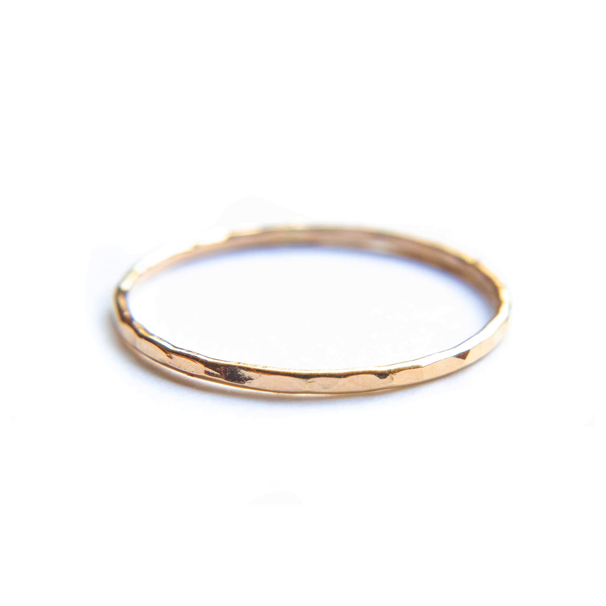 Hammered Gold Fill Stacking Rings for Women - Minimalist Thin Band Ring Set - Size 8 - Perfect for Layering, Everyday Wear & Gift Giving