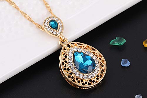 Vintage Metallic Gold Large Chain Necklace for Women - Elegant Statement Jewelry Gift Set (Blue, One Size) | Perfect for Parties, Date Nights & Special Occasions
