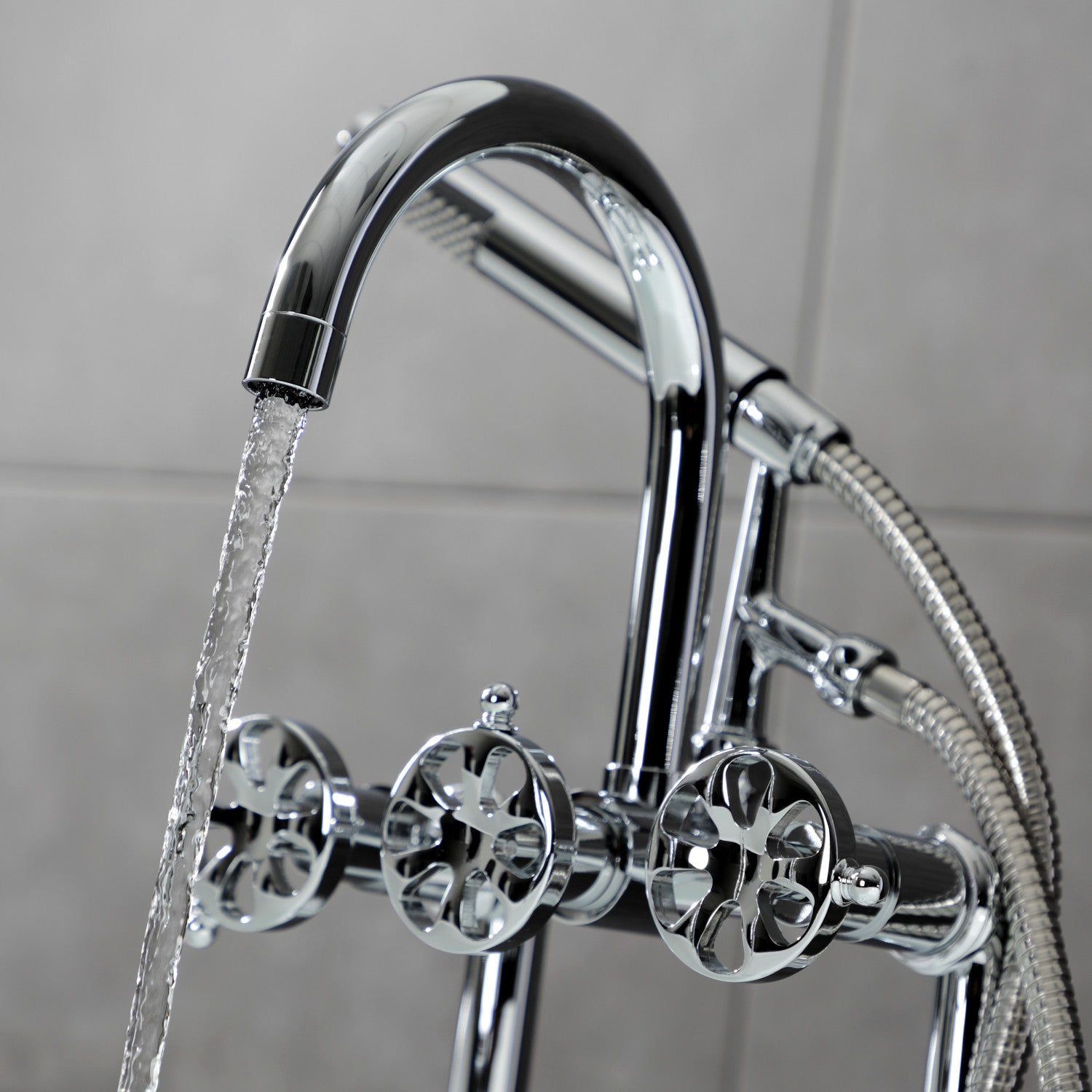 Belknap AE8101RX 3-Handle 2-Hole Deck Mount Clawfoot Bathtub Faucet with Hand Shower - Polished Chrome Finish - Vintage Bathroom Fixture for Classic & Modern Homes