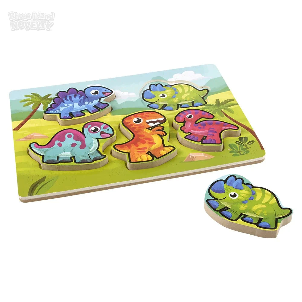 6 Piece Chunky Dinosaur Wooden Puzzle for Toddlers - Educational Dino Toys for Kids Ages 2-4 - Perfect for Preschool Learning, Birthday Gifts & Montessori Activities