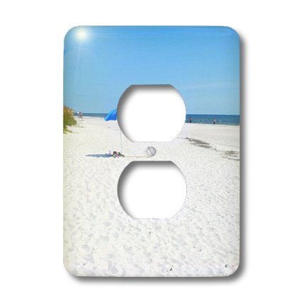 3D Rose Tropic White Sand Outlet Cover - Decorative Electrical Outlet Plate - Perfect for Beach House, Bathroom, and Coastal Home Decor